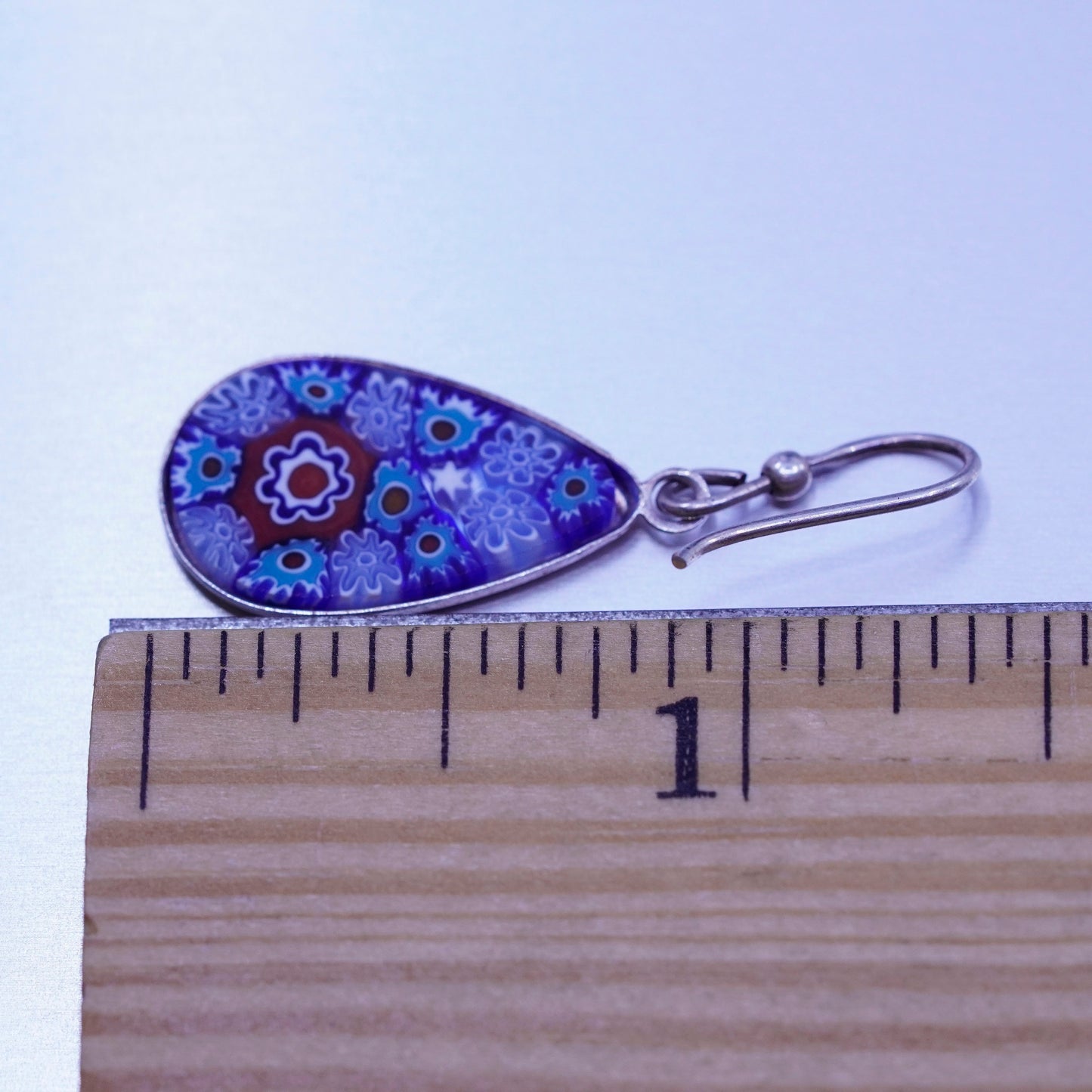 Italian sterling 925 silver earrings multiciori teardrop, murano glass