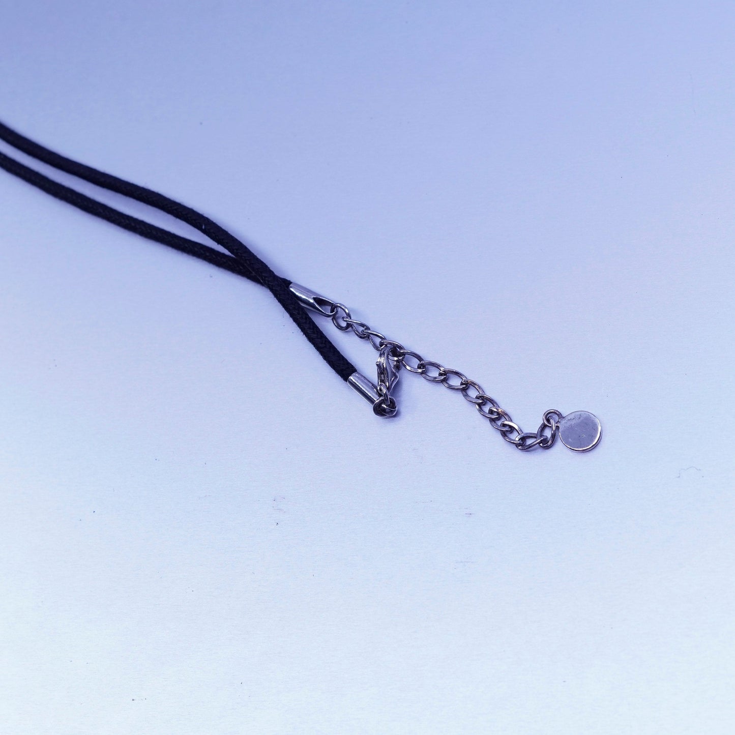 18+2”, designer Elle modern necklace sterling 925 silver circle pendant linen