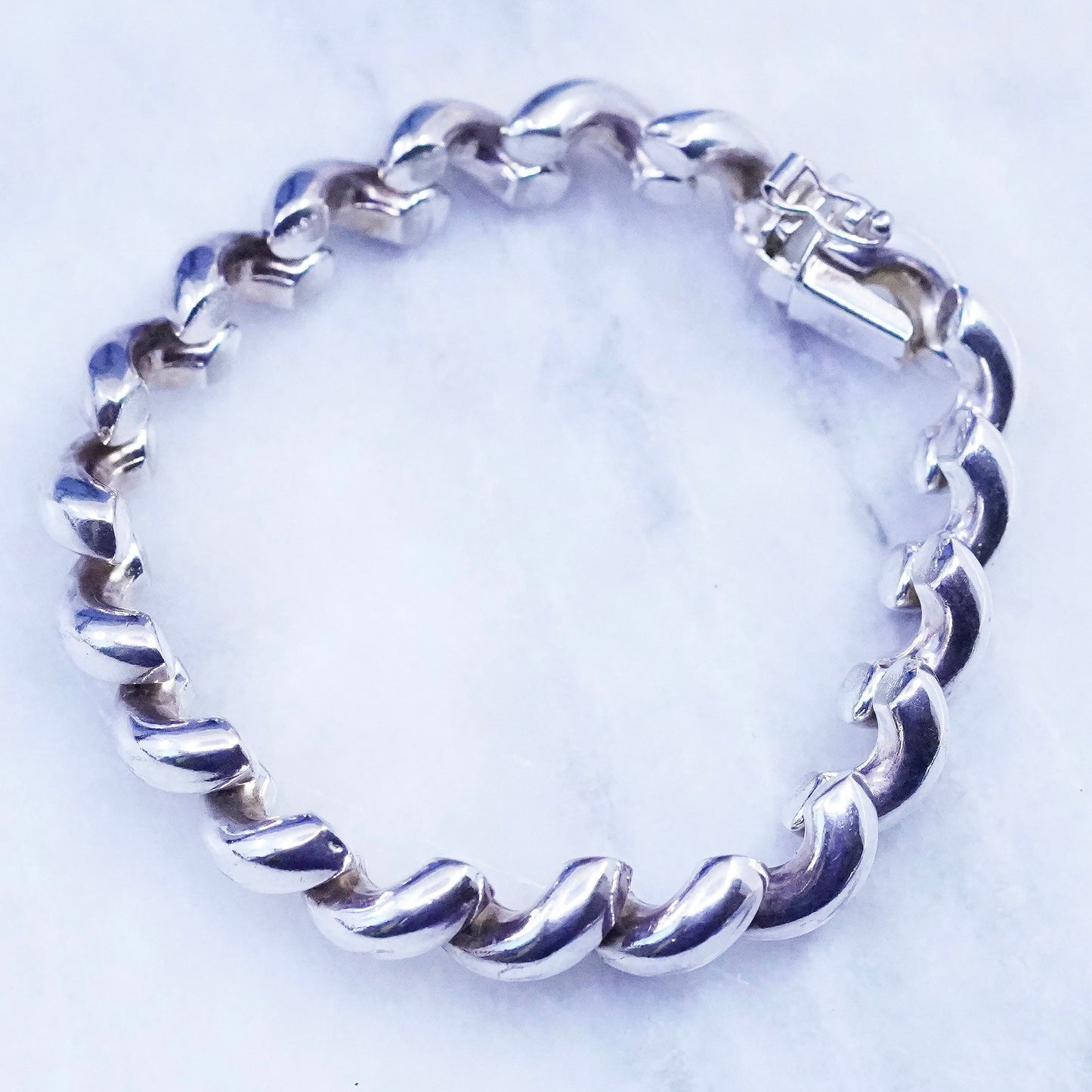 7”, 11mm, vintage Sterling silver men’s bracelet, 925 San Marco chain