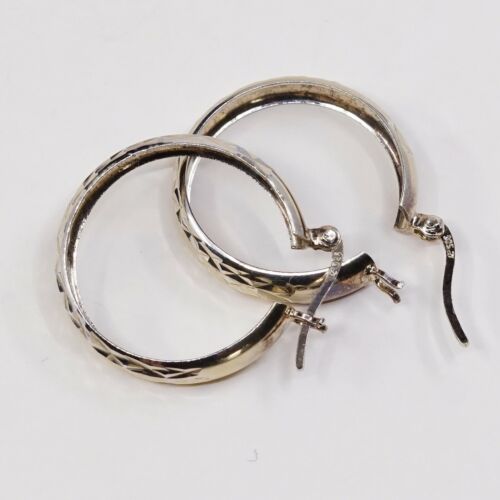 1”, Vintage Vermeil gold over Sterling Silver hoops. italy 925 Handmade Earrings