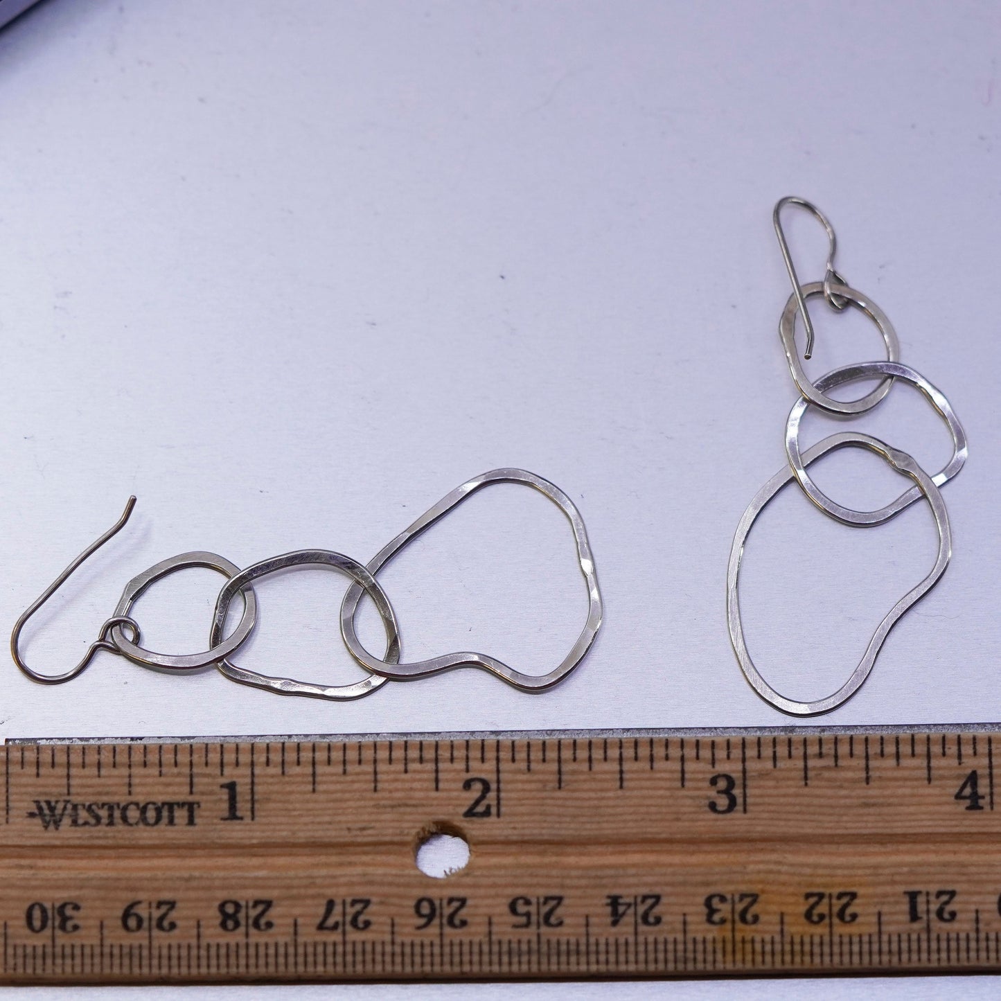 Vintage Sterling 925 silver handmade entwined circle earrings