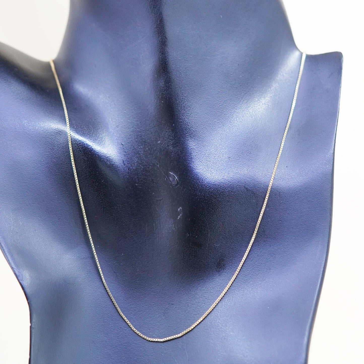 18”, 1mm, Vintage vermeil gold over sterling 925 silver box chain, necklace