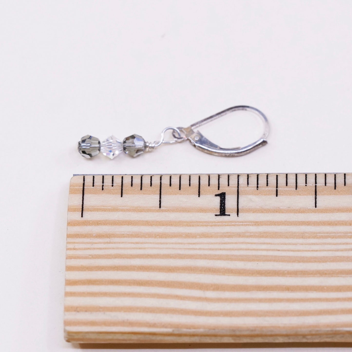 Vintage Sterling silver handmade earrings, 925 hooks with crystal drops