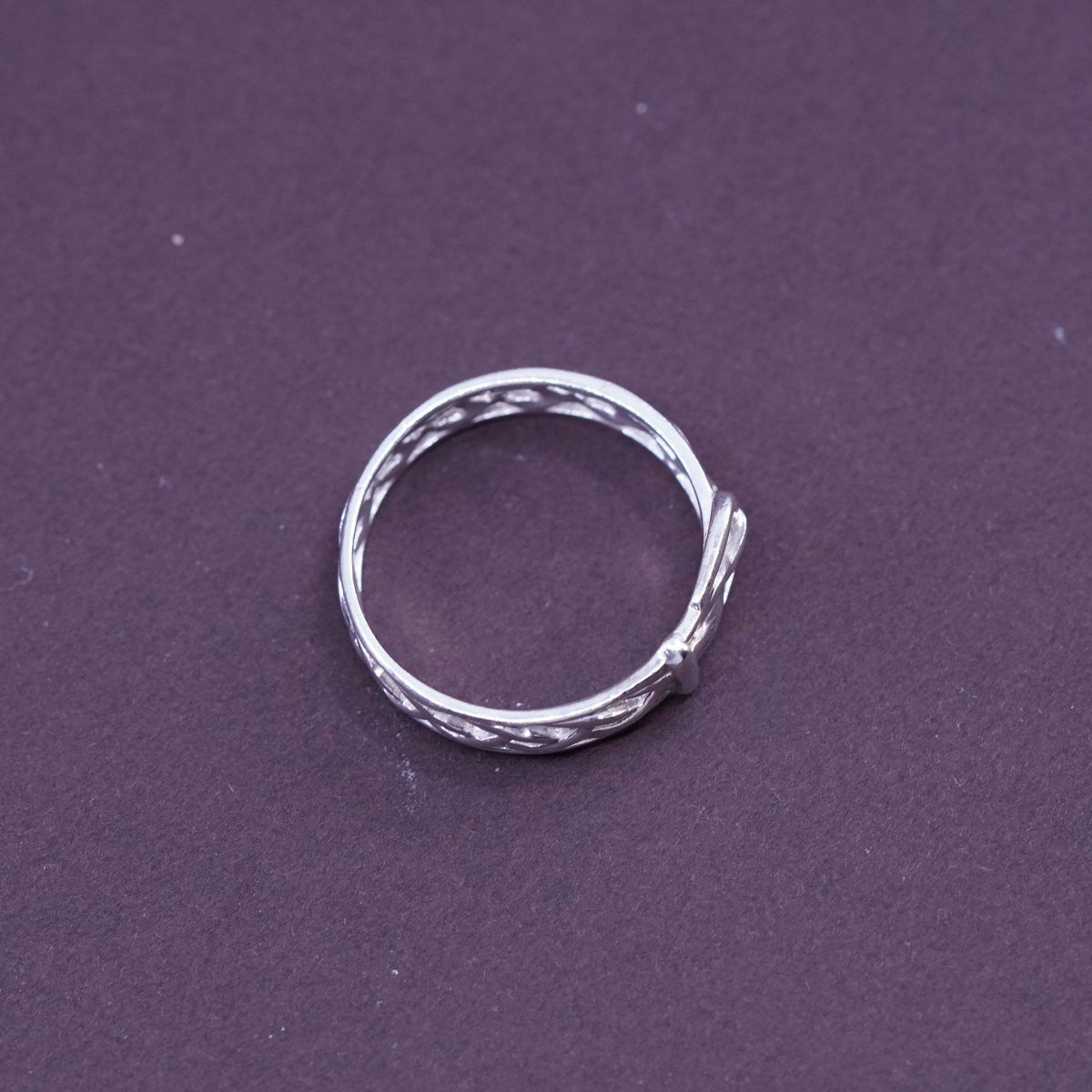 Size 8.25, vintage Sterling silver handmade belt ring, 925 filigree band