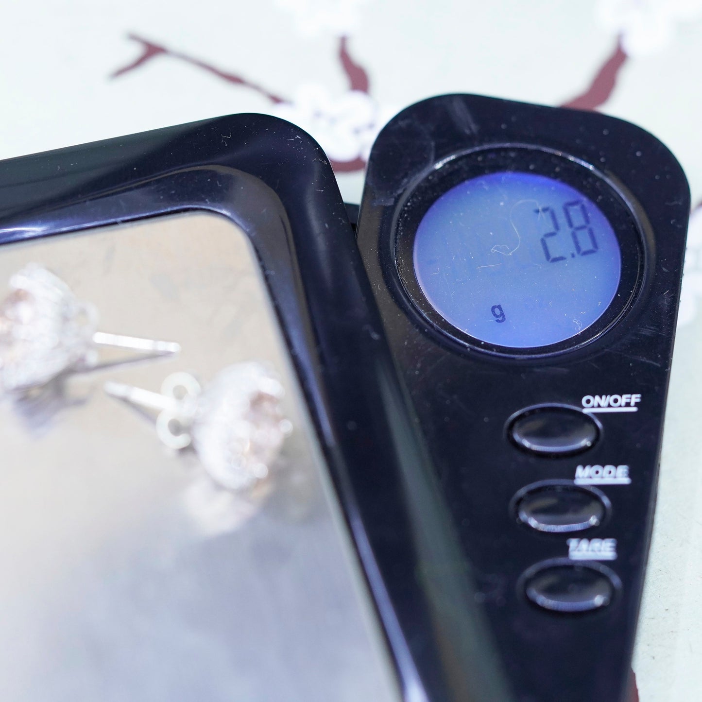 Vintage sterling silver 925 orange cz studs, earrings