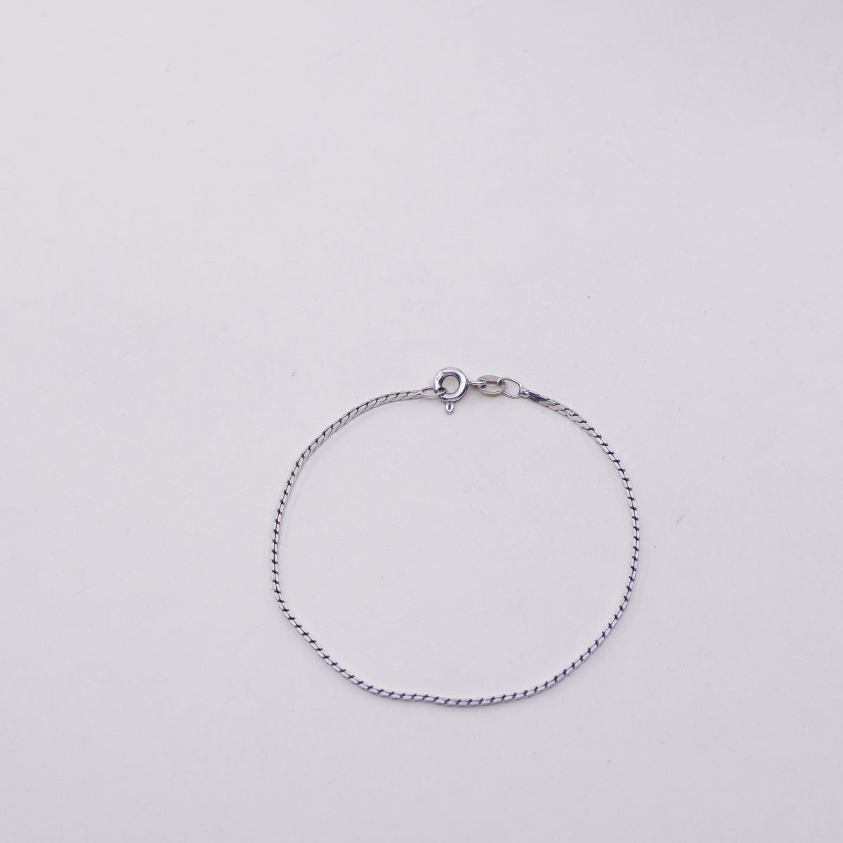 7”, 1mm, Vintage sterling silver bracelet, Italy 925 square snake chain