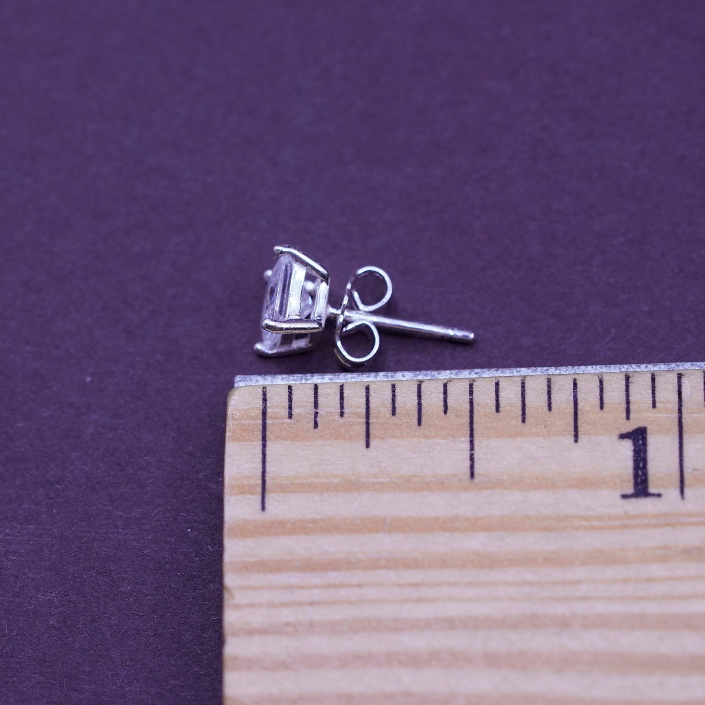 5mm, vintage Sterling 925 silver studs, square cz earrings