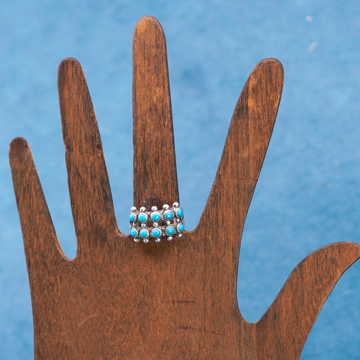 Size 7, bell trading post Sterling 925 silver turquoise ring, Native American,