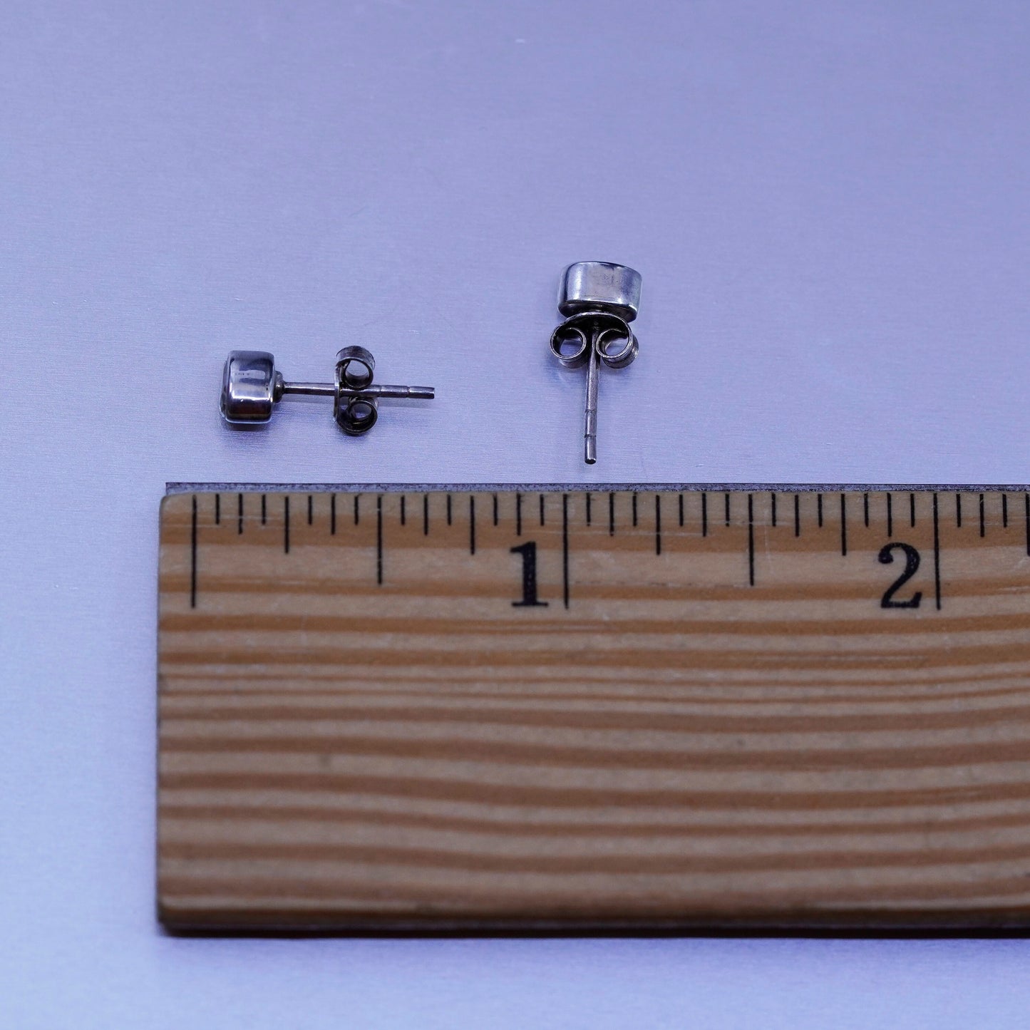 Vintage Sterling 925 silver earrings, studs with oval cz inlay