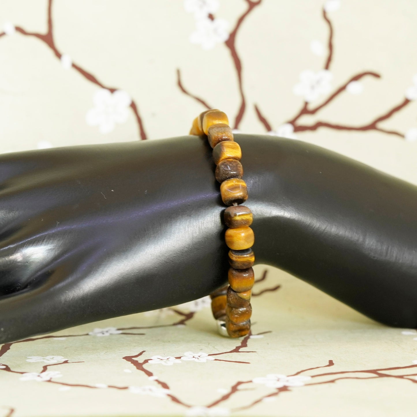 6.5”, Bracelet with golden tiger eye beads with sterling 925 silver charm “hope