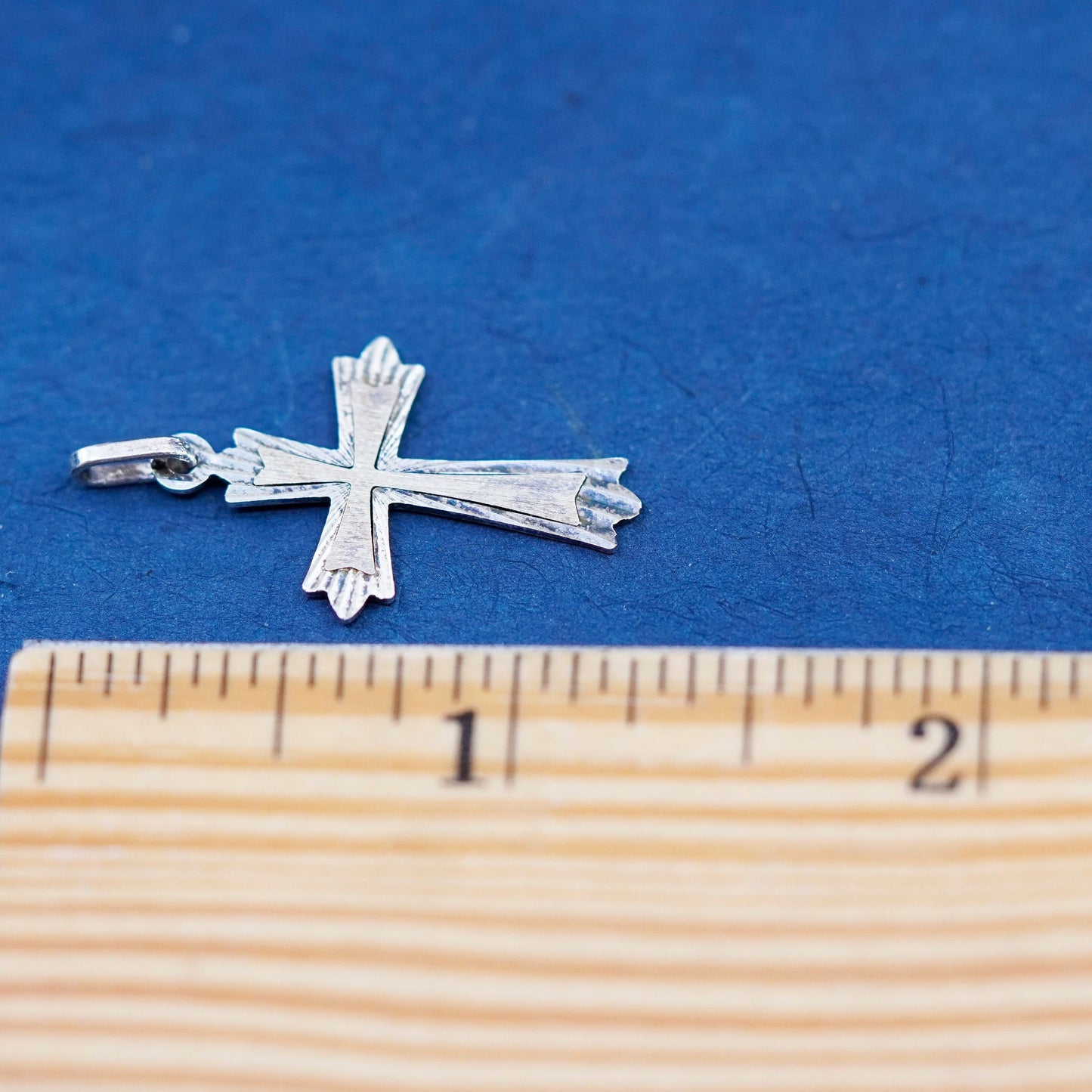 Vintage two tone Sterling silver Handmade charm, 925 cross pendant