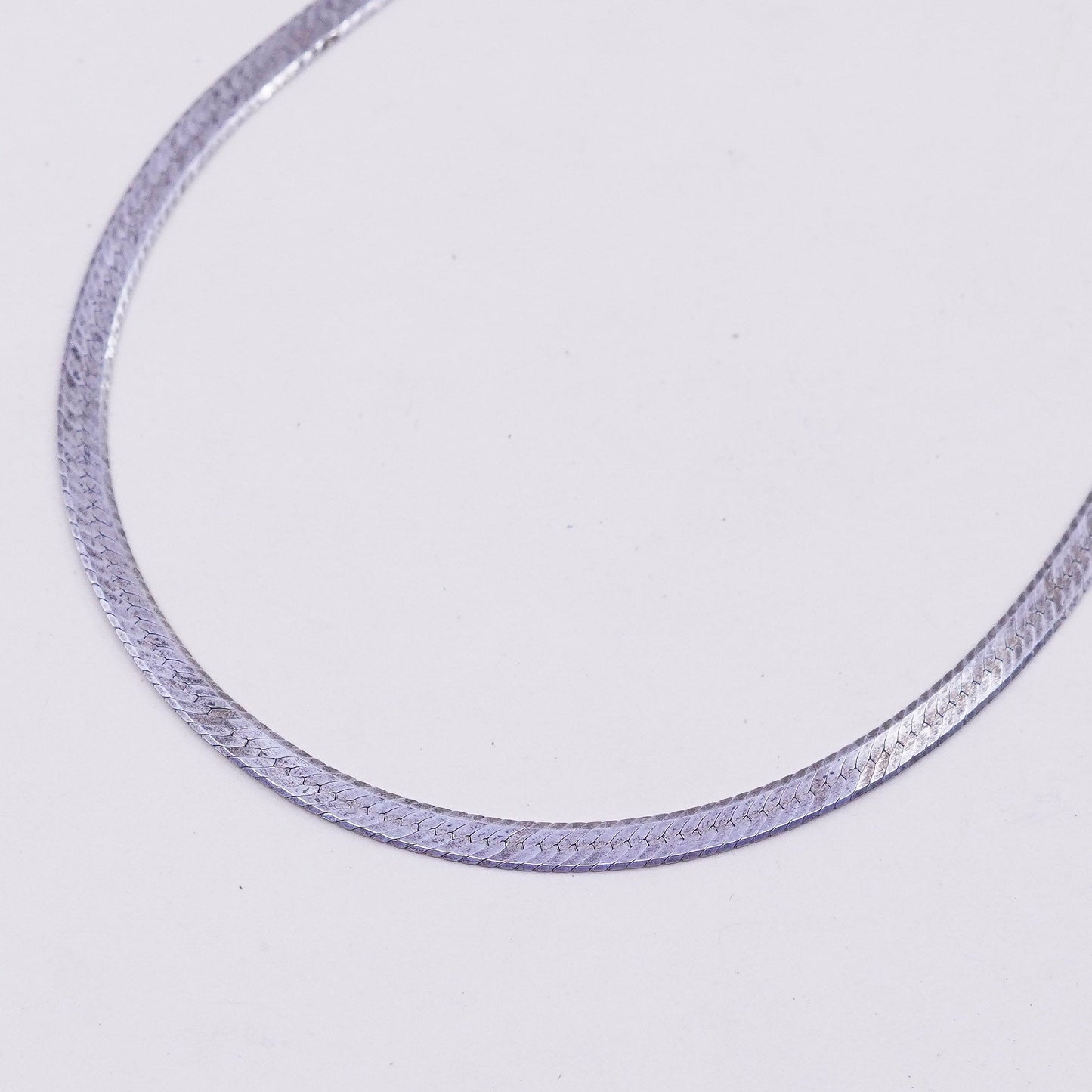 29”, 3mm, Vintage sterling silver necklace, Italy 925 herringbone chain