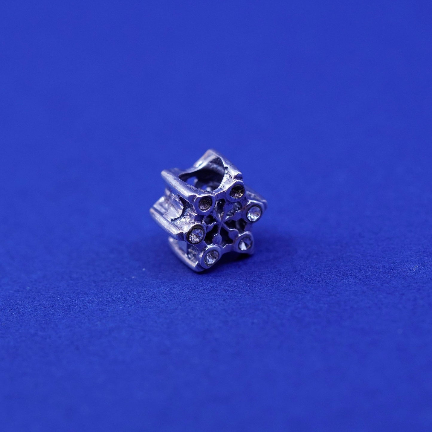 Vintage sterling silver handmade pendant, 925 snowflake charm