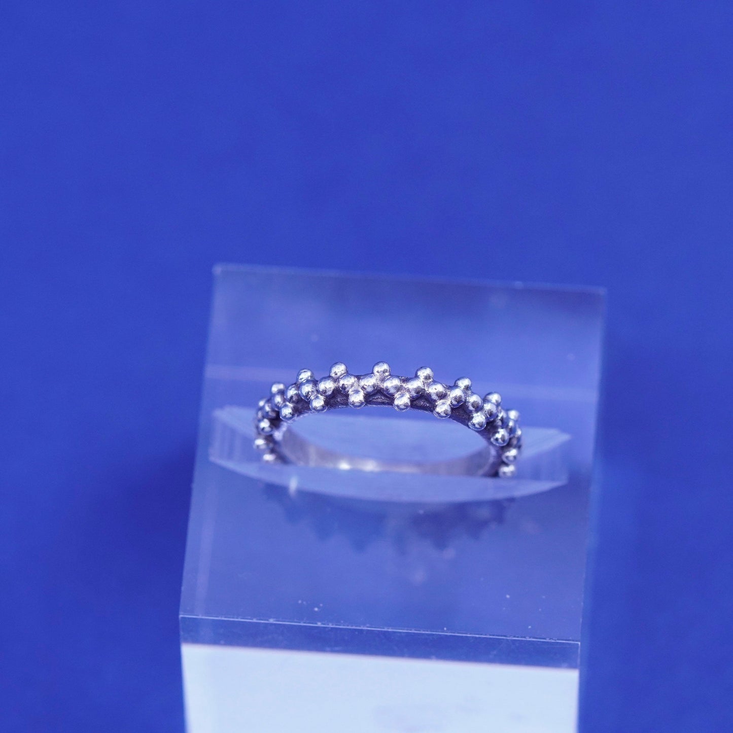 Size 4.75, Sterling silver handmade ring, southwestern 925 stackable band beads