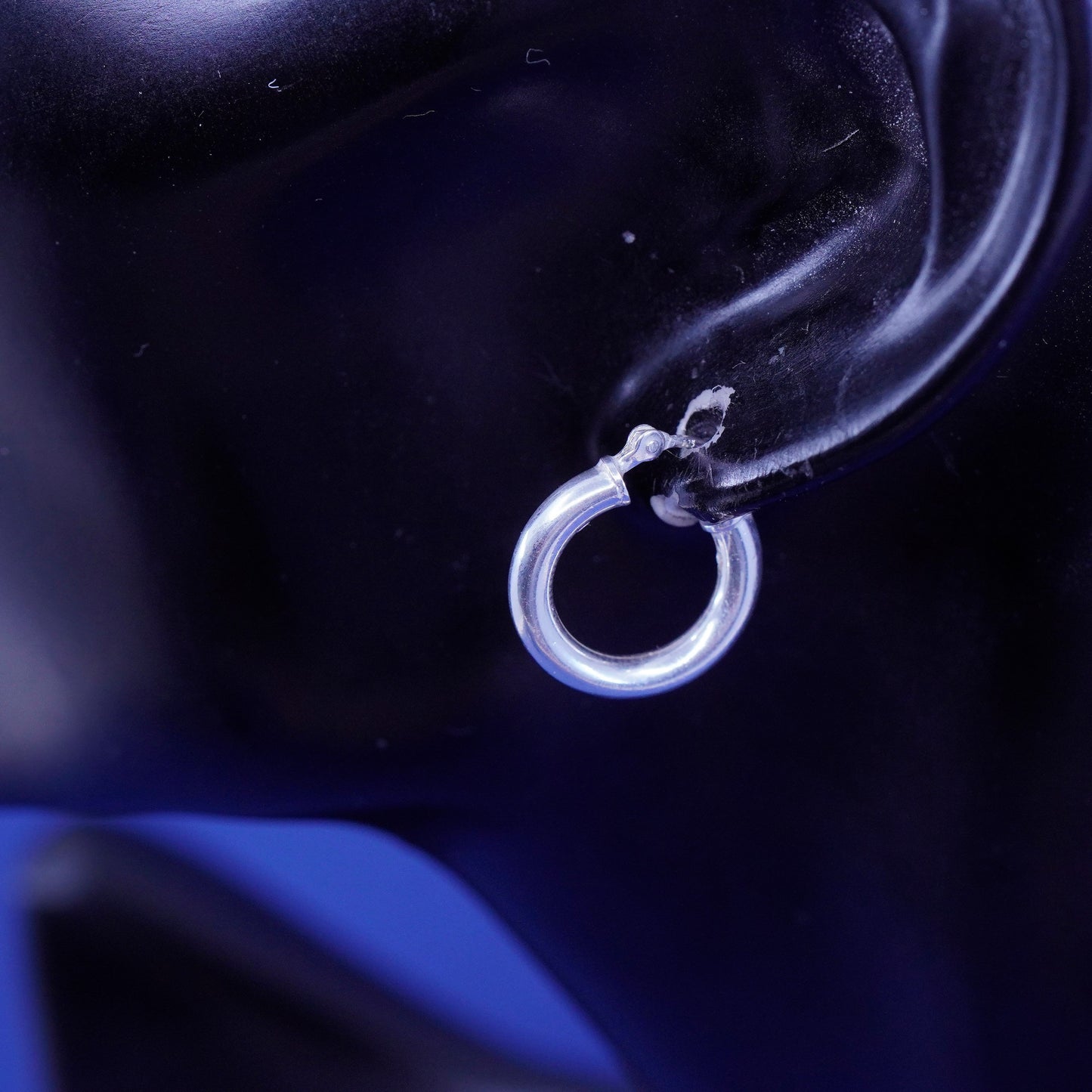 0.5", vtg Sterling silver handmade hoop earrings, fine 925 silver huggie