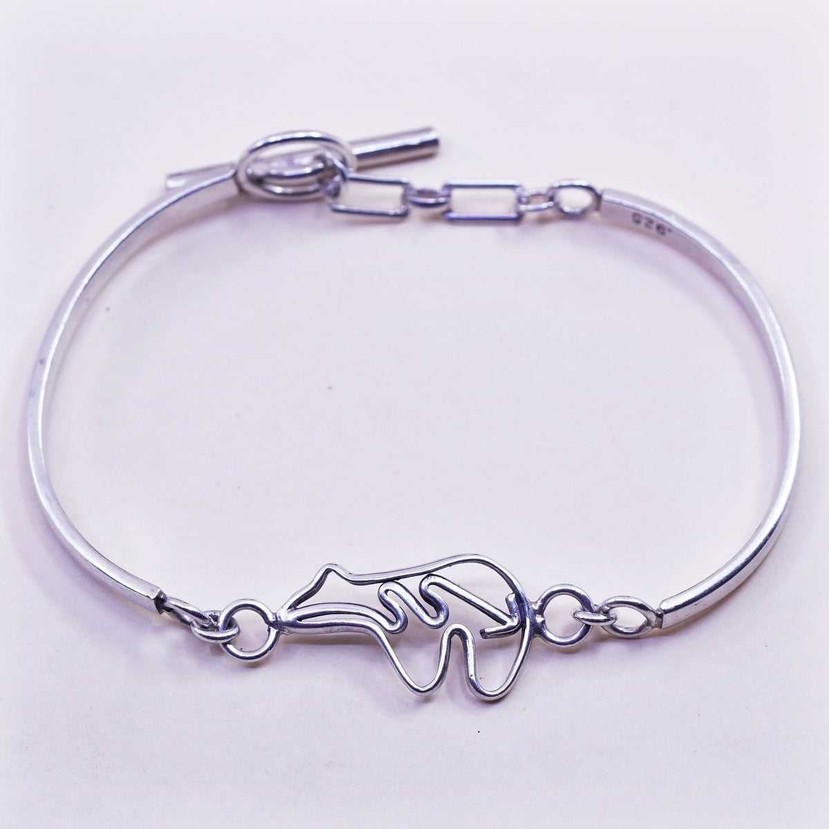 6.5”, southwestern sterling 925 silver handmade bracelet, bangle polar bear