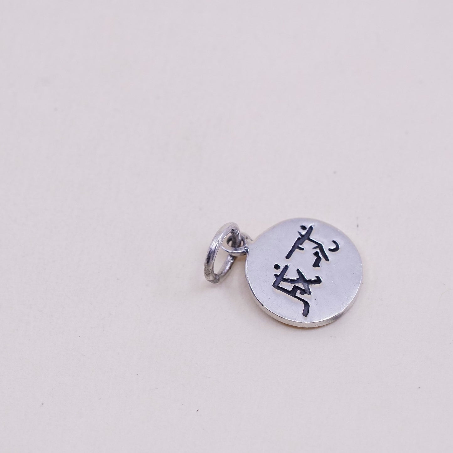 Vintage sterling 925 silver pendant, chinese character “success” charm