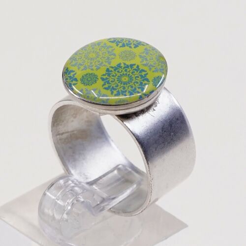 Sz 8, Vtg Sterling Silver Handmade Ring, Mexico 925 Band W/ Round Resin