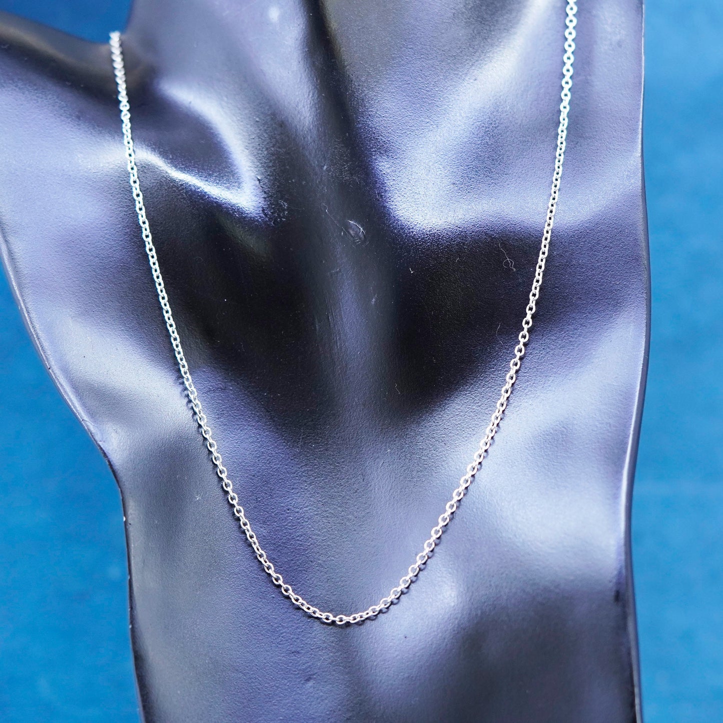 19”, 1mm, vintage Italian Sterling silver handmade necklace, 925 circle chain