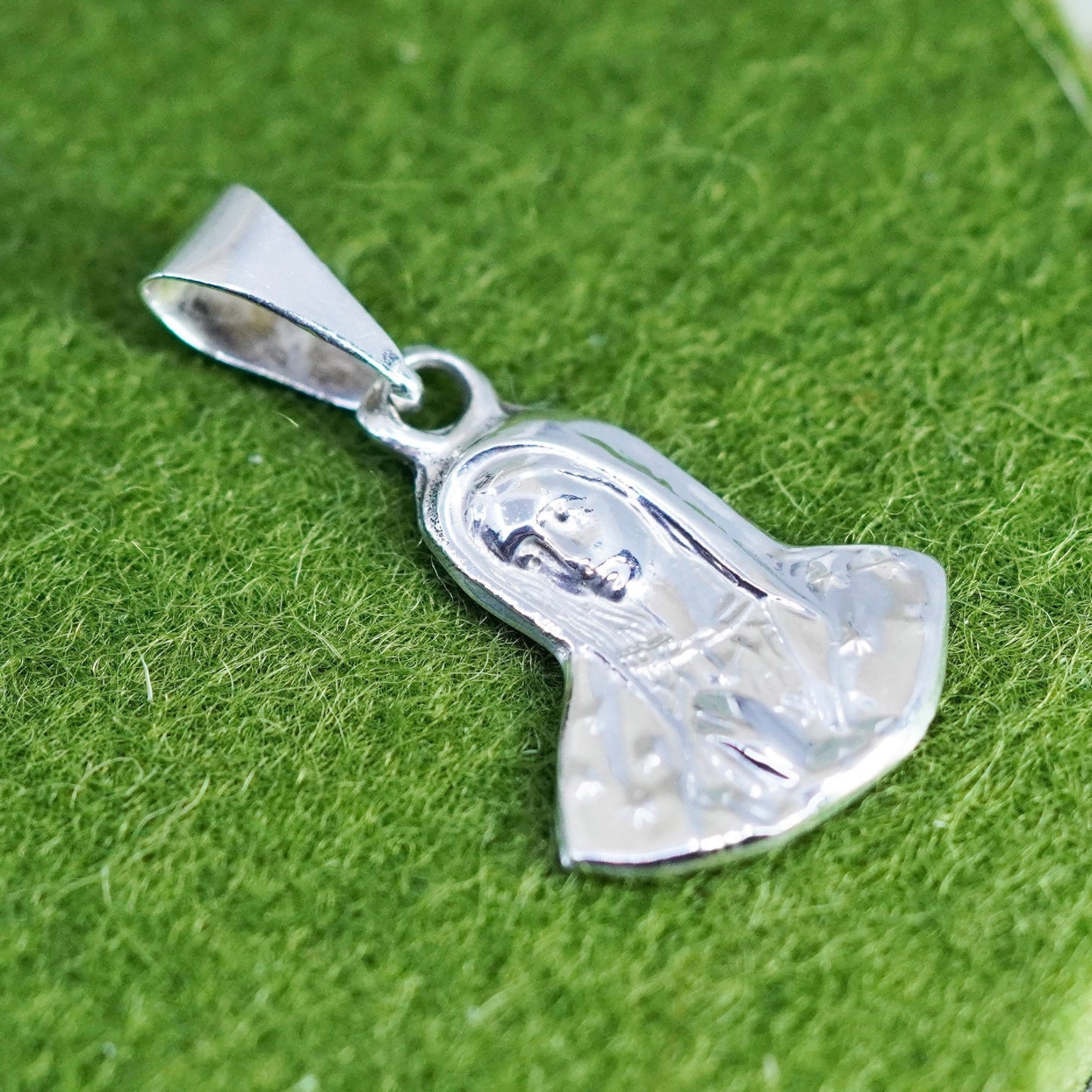 Vintage Mexico sterling silver handmade pendant, 925 Virgin Mary