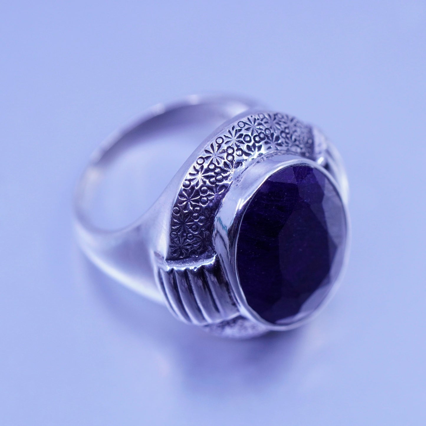 Size 6, vtg Nicky Butler Sterling 925 silver handmade ring w/ Indian sapphire