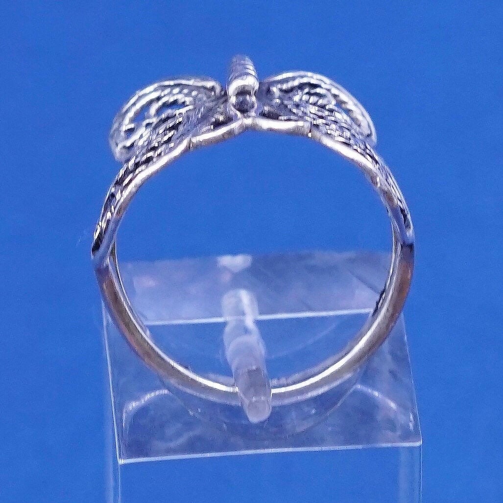Size 5.75, vtg sterling silver handmade ring, 925 filigree butterfly band