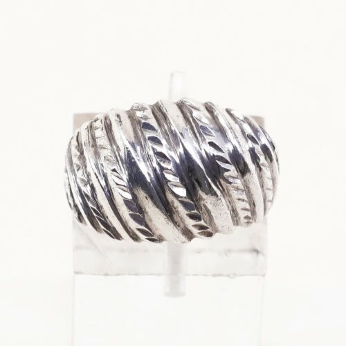Size 6, Vtg Sterling Silver Handmade Ribbed Ring taxco 925 Silver Band