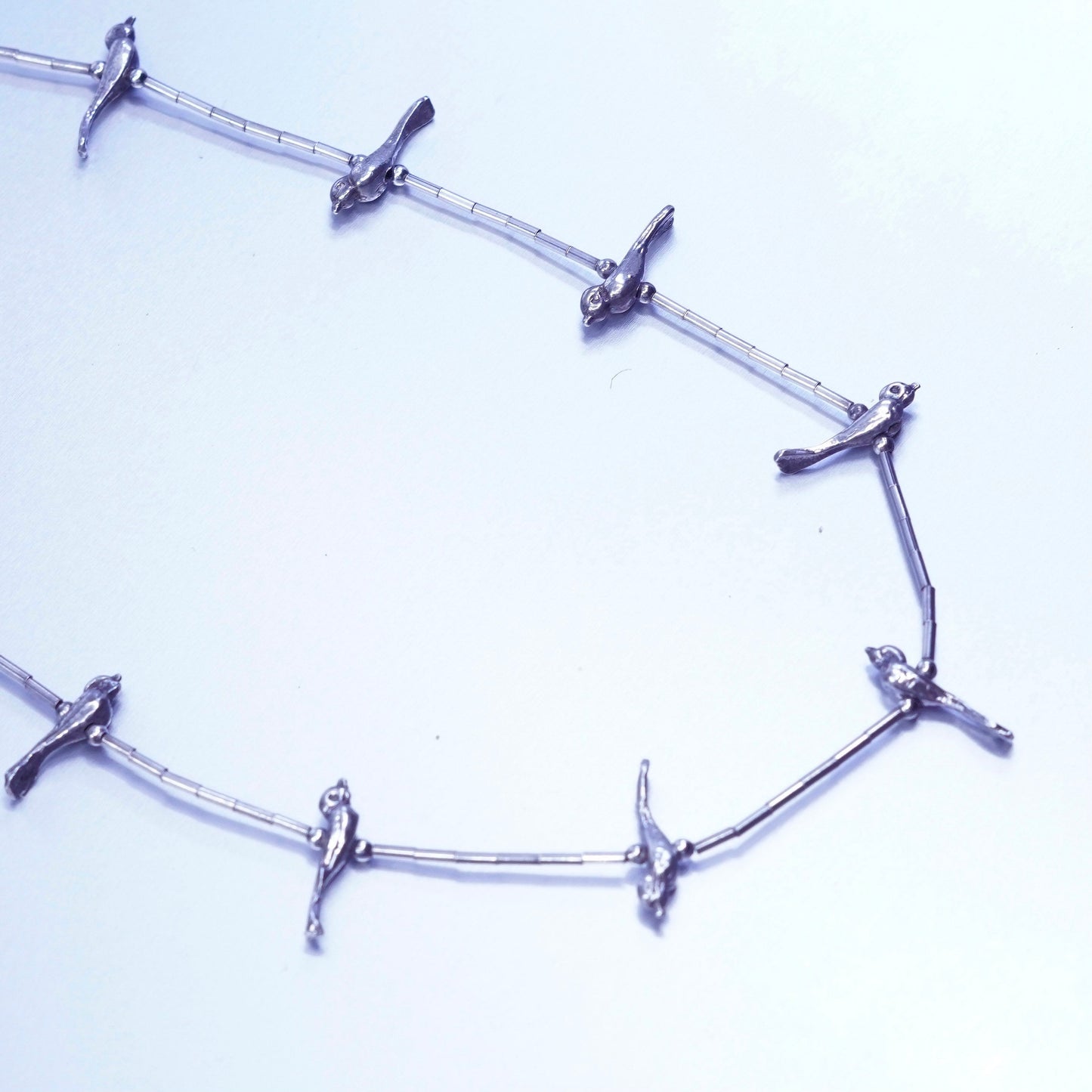26” Native American Liquid Sterling 925 Silver Bird Charm Fetish necklace chain