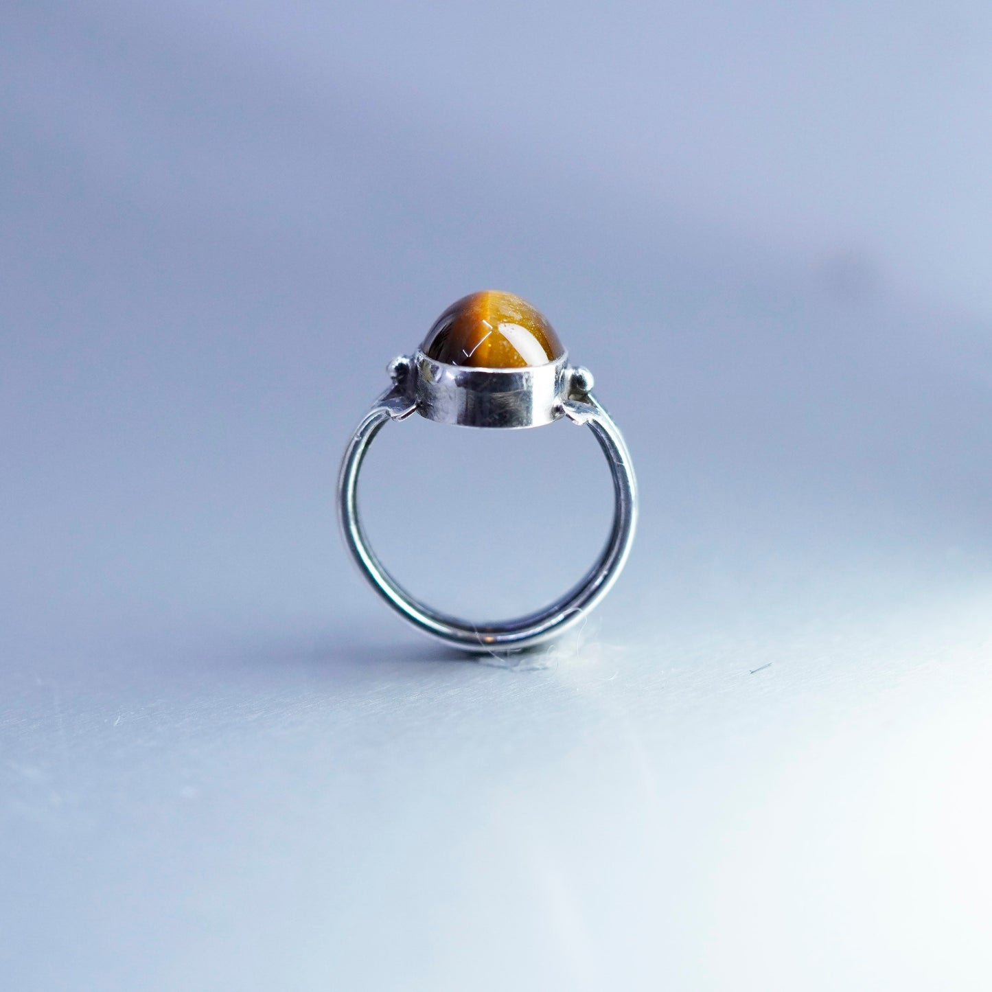Size 5, vintage Sterling 925 silver handmade ring with golden tiger eye