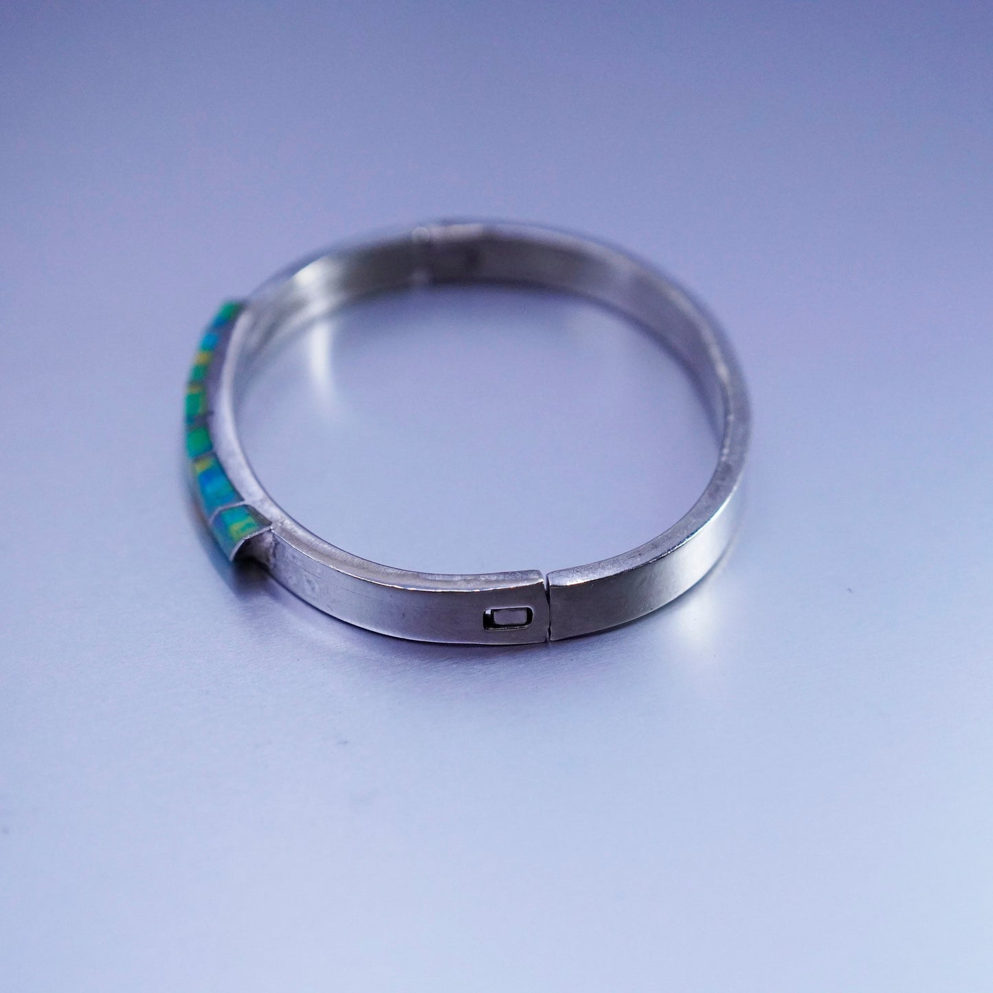 7”, Mexico Hecho En Sterling 925 silver bracelet, hinged bangle rain flower
