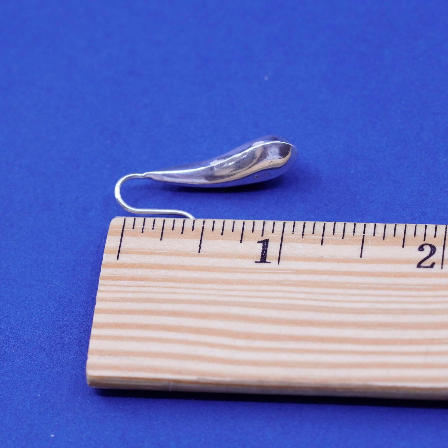 Vintage sterling silver handmade earrings, 925 simple teardrop drops