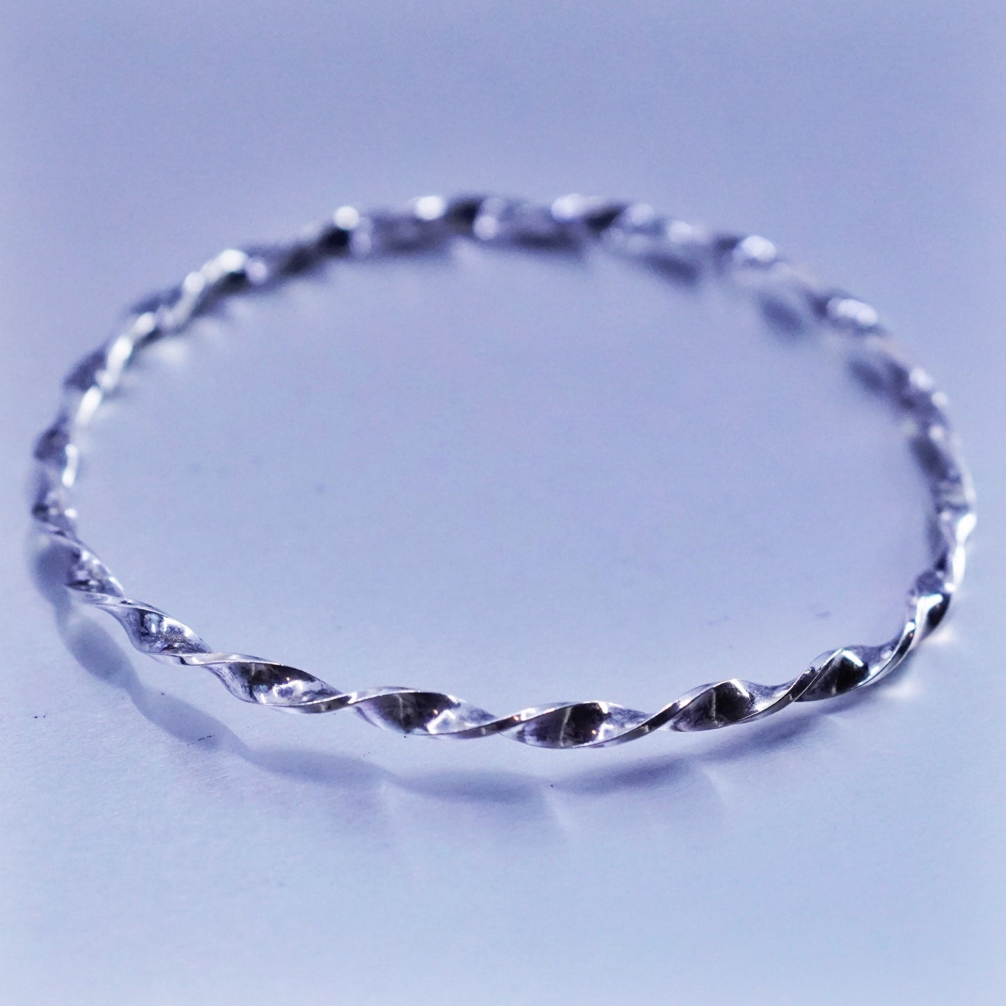 8”, Vintage Sterling 925 silver handmade bracelet, twisted cable bangle