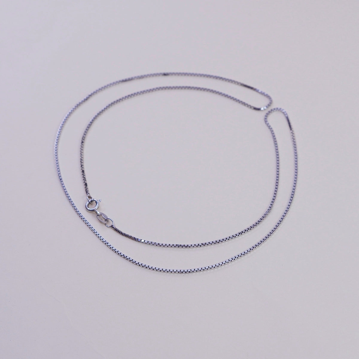 23”, 1mm, Vintage Italian sterling 925 silver box chain, necklace