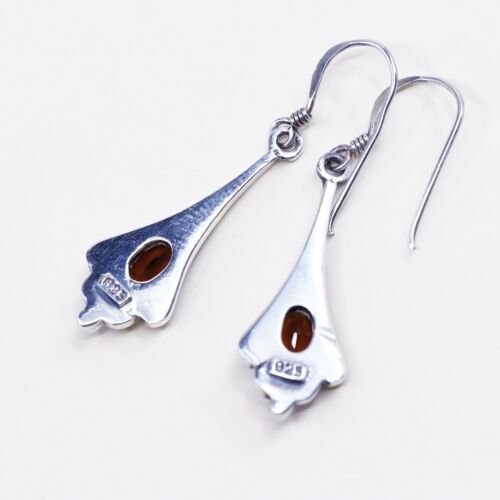 vtg Sterling silver handmade earrings, 925 Teardrop w/ ruby, stamped 925