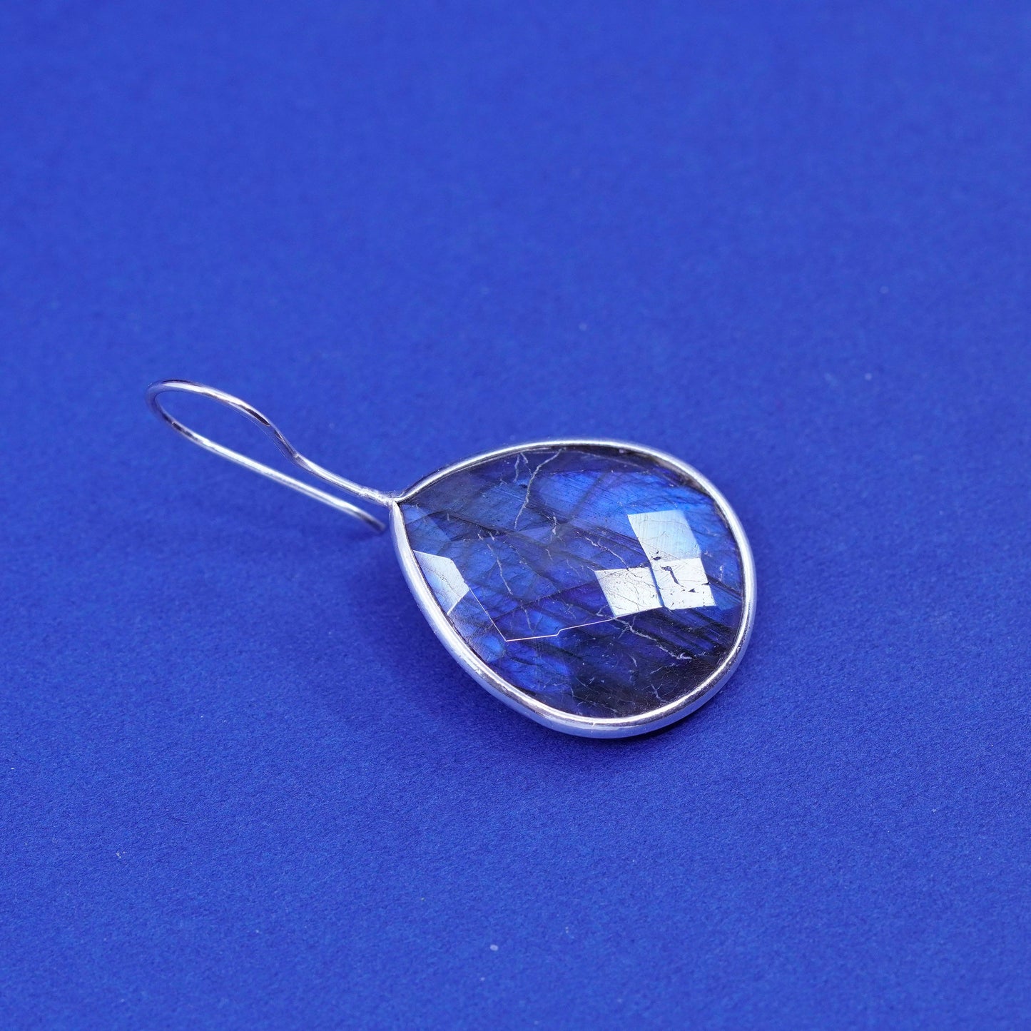 Vintage sterling 925 silver handmade earrings with teardrop labradorite
