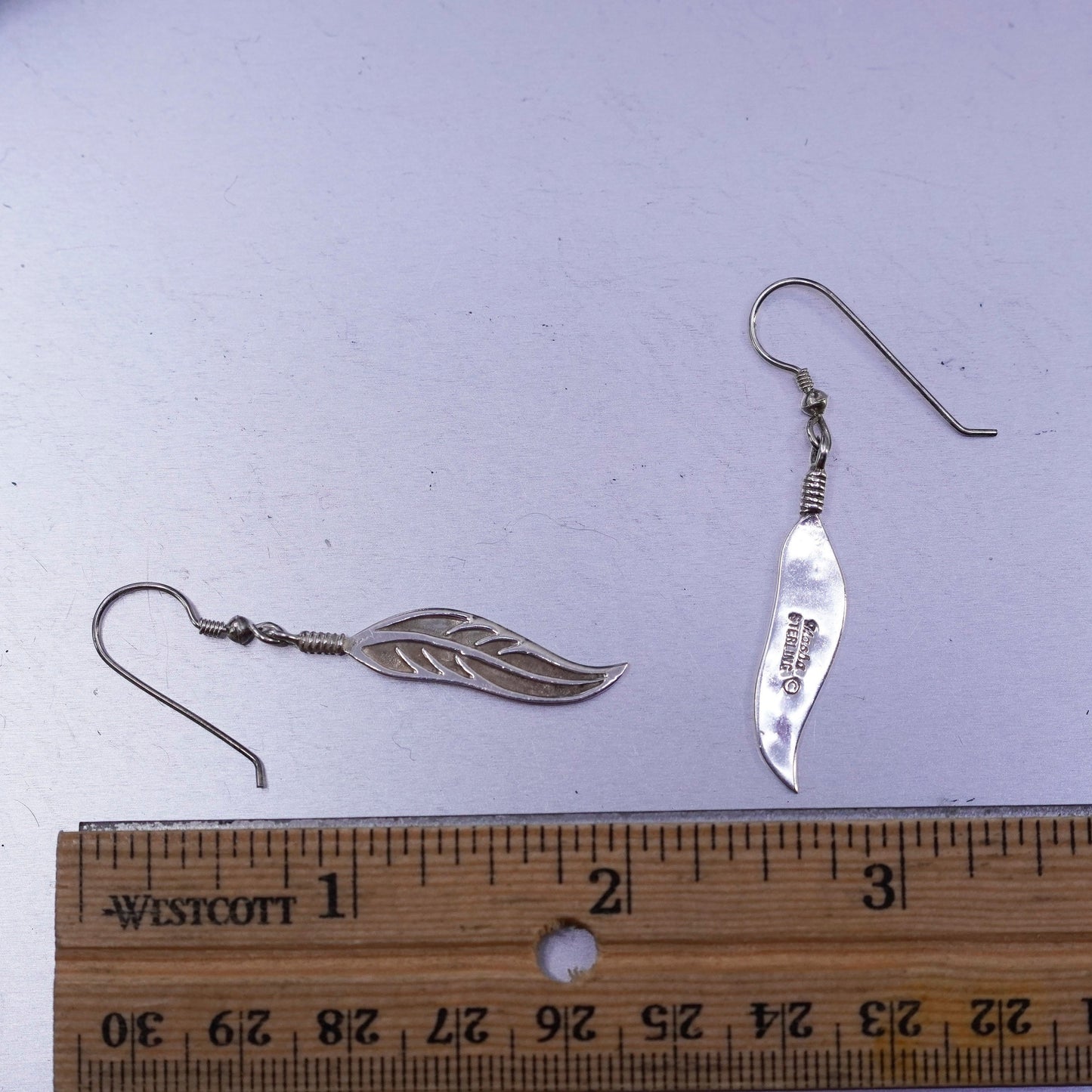 Navajo Native American Sheila Tso Masha Sterling 925 silver earrings feather