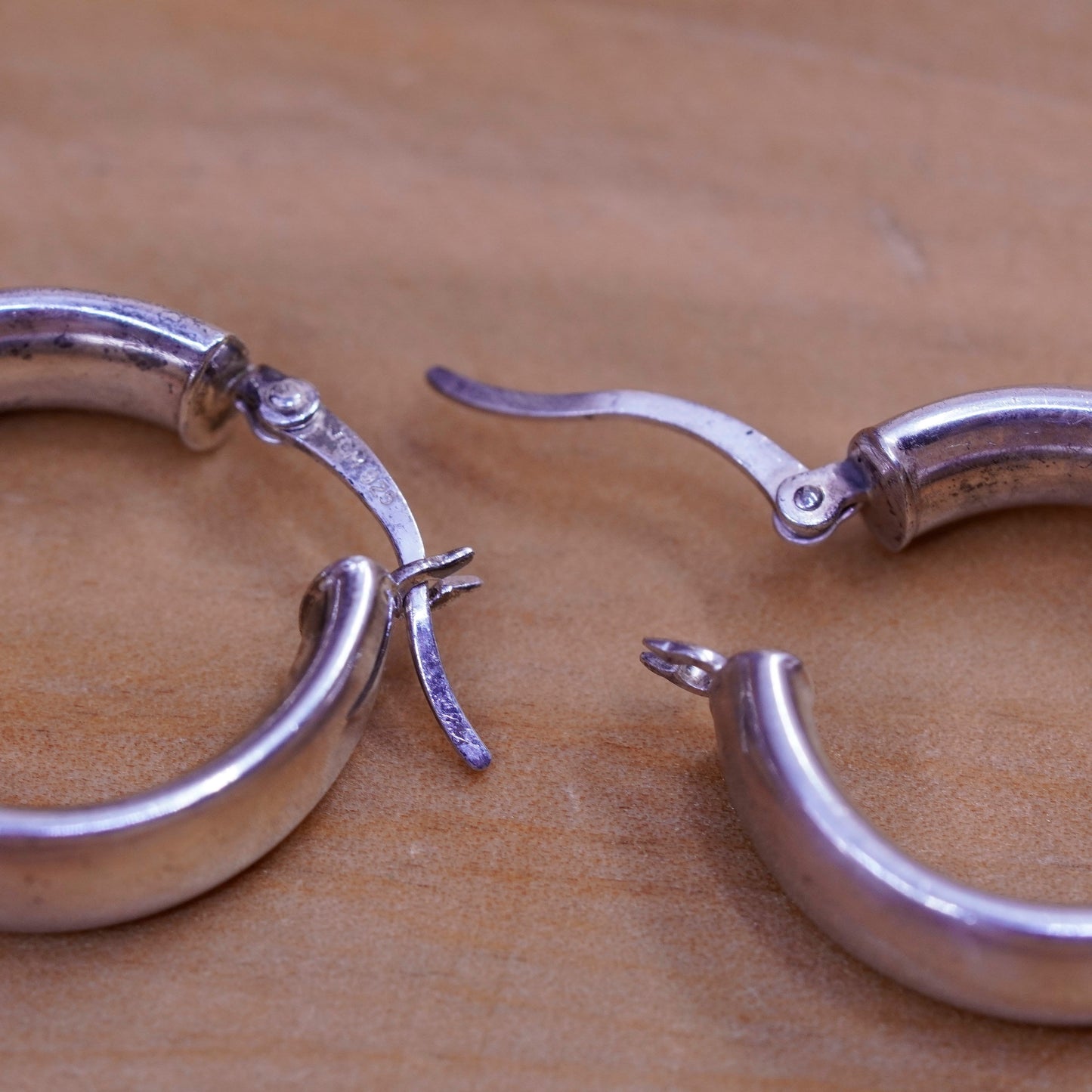0.75”, vintage Sterling silver handmade earrings, 925 hoops