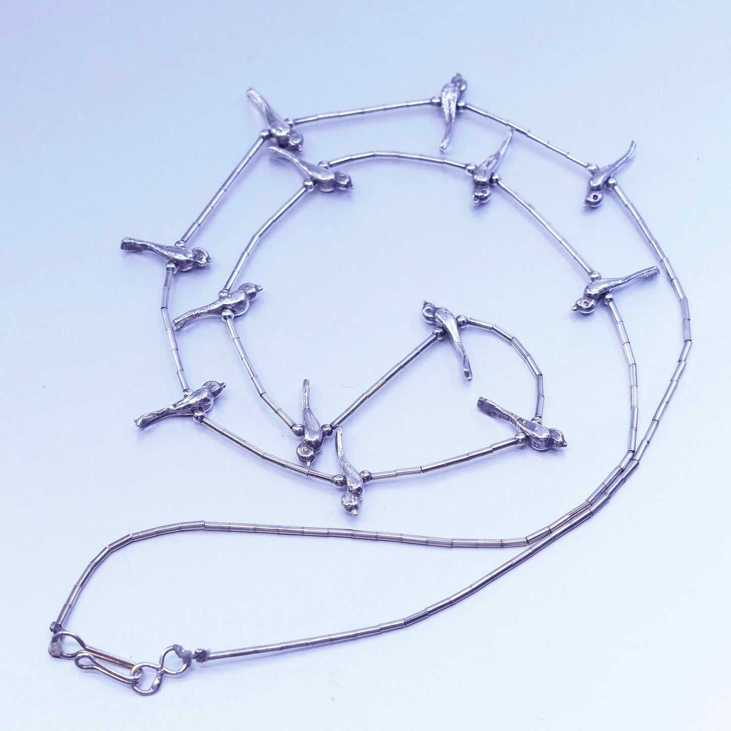 26” Native American Liquid Sterling 925 Silver Bird Charm Fetish necklace chain