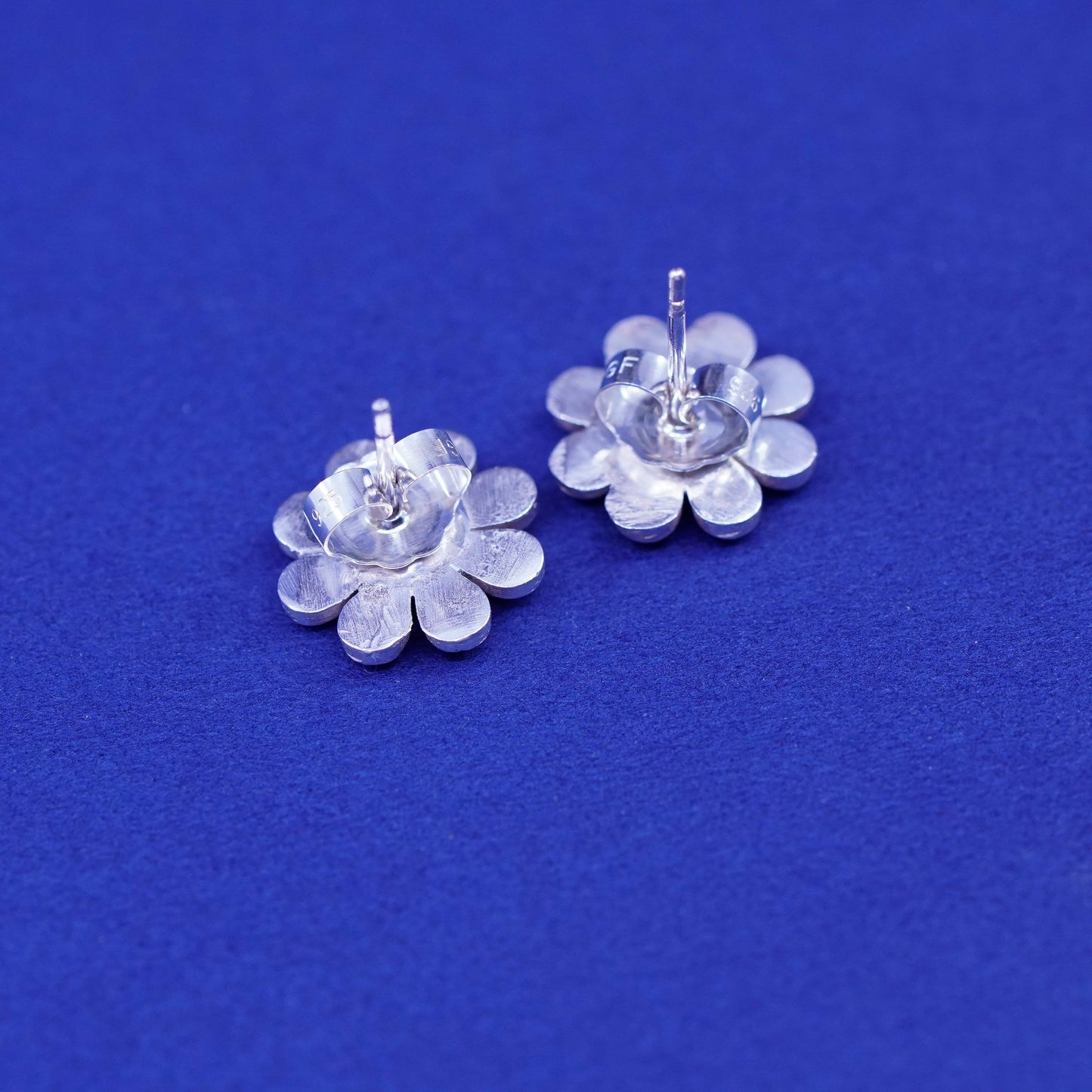 Vintage Sterling silver handmade earrings, 925 flower studs