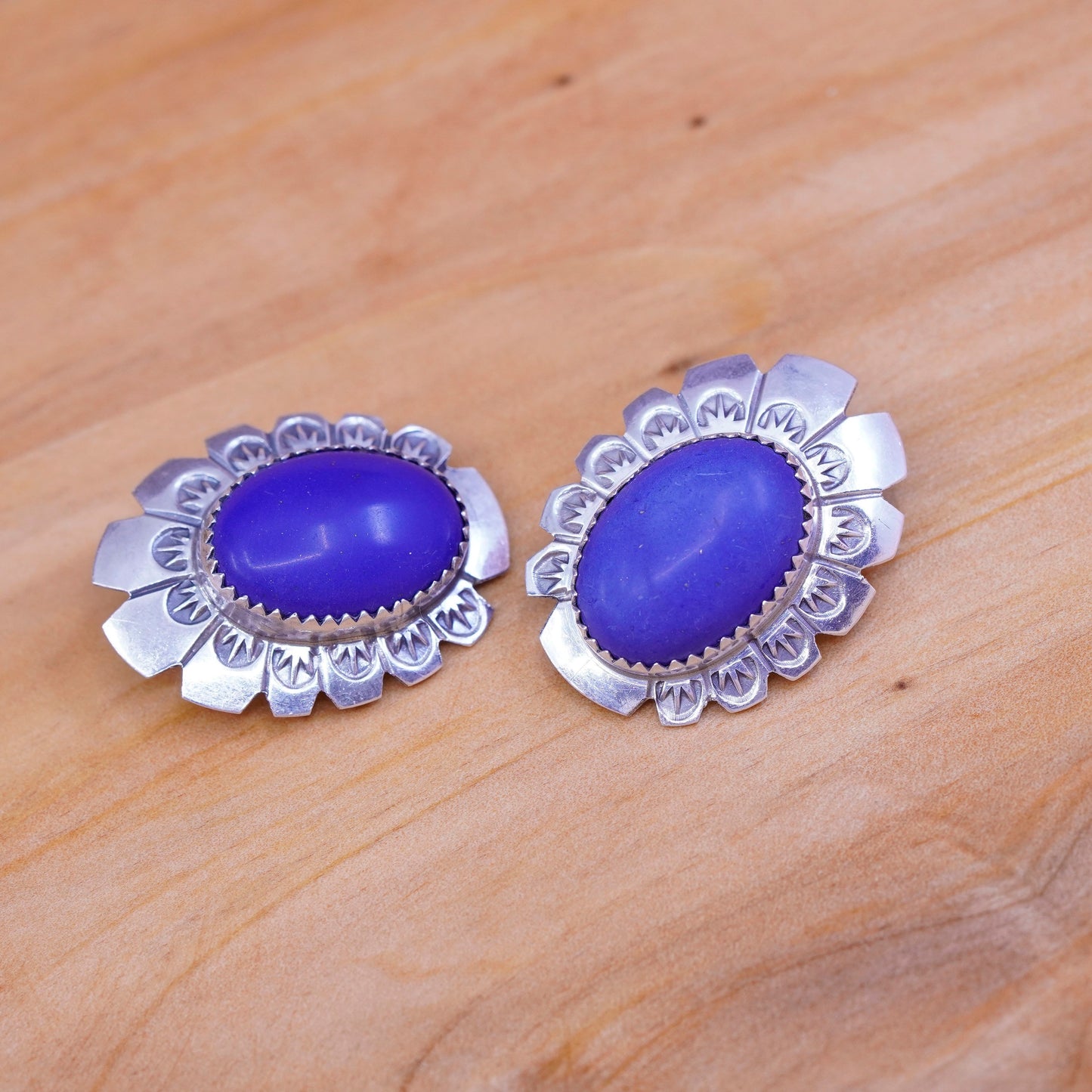 Native American Arthur Platero Sterling silver earrings, 925 lapis lazuli studs