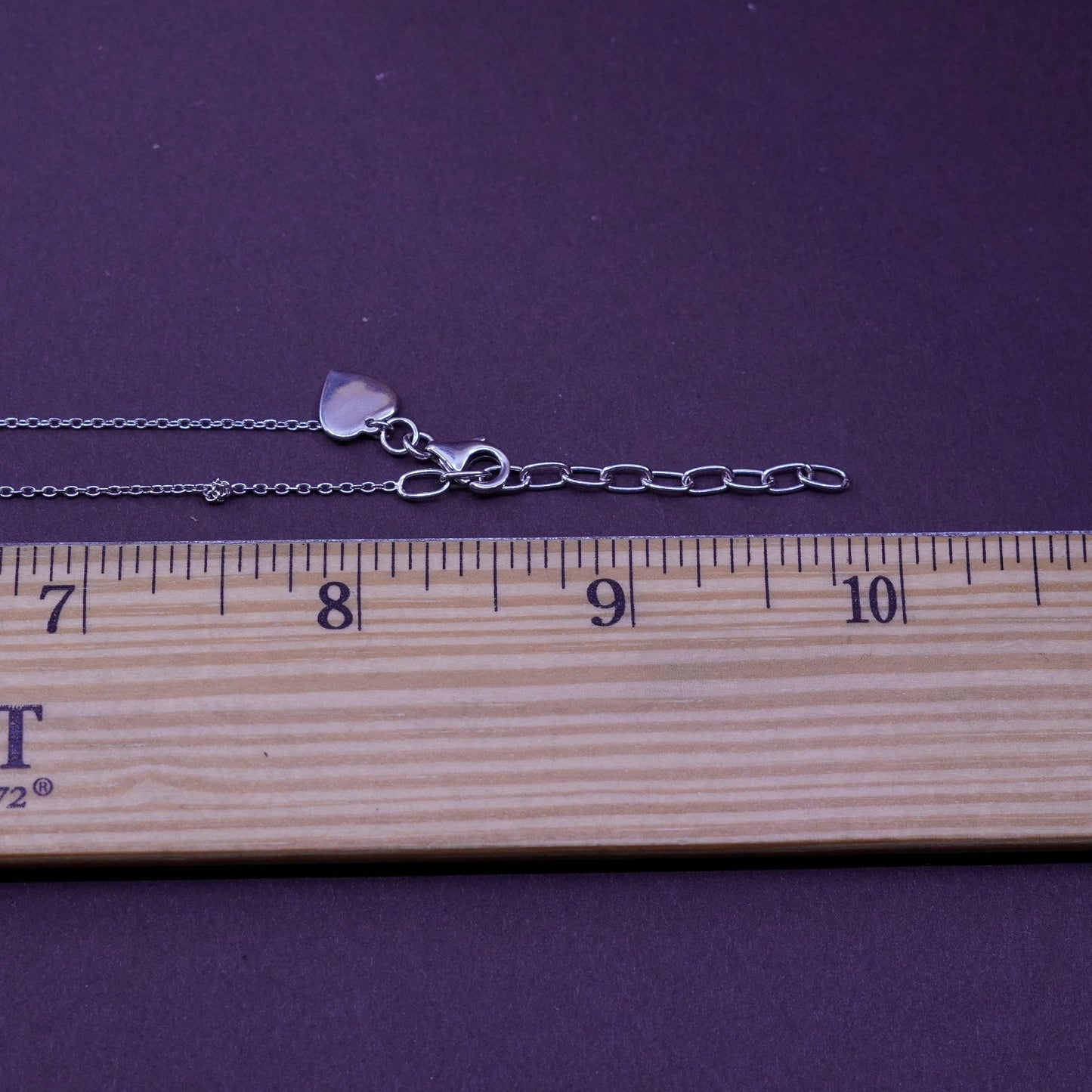 16+2”, 1mm, vintage Sterling silver necklace, 925 circle chain with Cz pendant