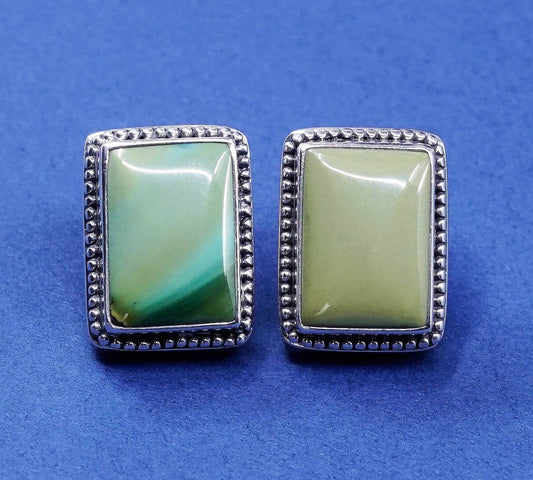 exex sterling silver handmade earrings, 925 rectangular studs w/ turquoise