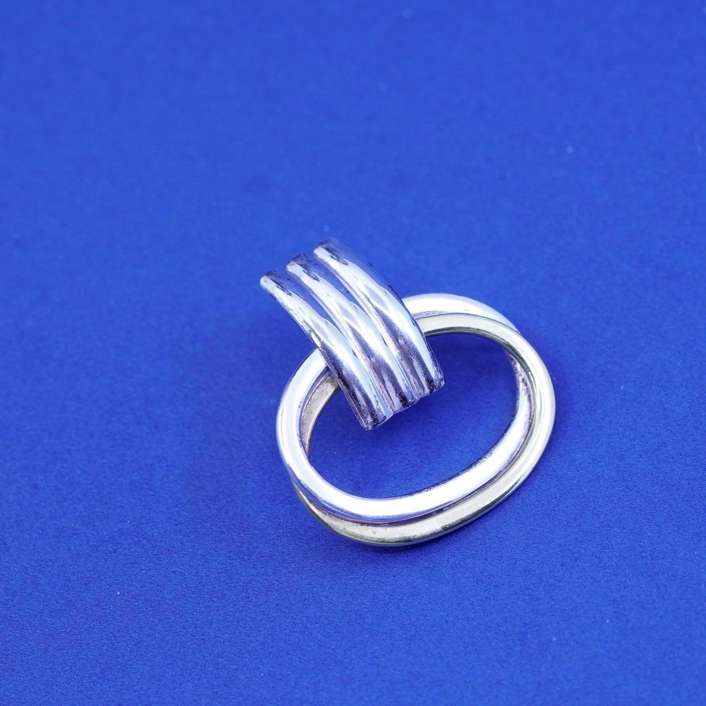 Laton two tone Sterling silver handmade earrings, entwined 925 studs brass