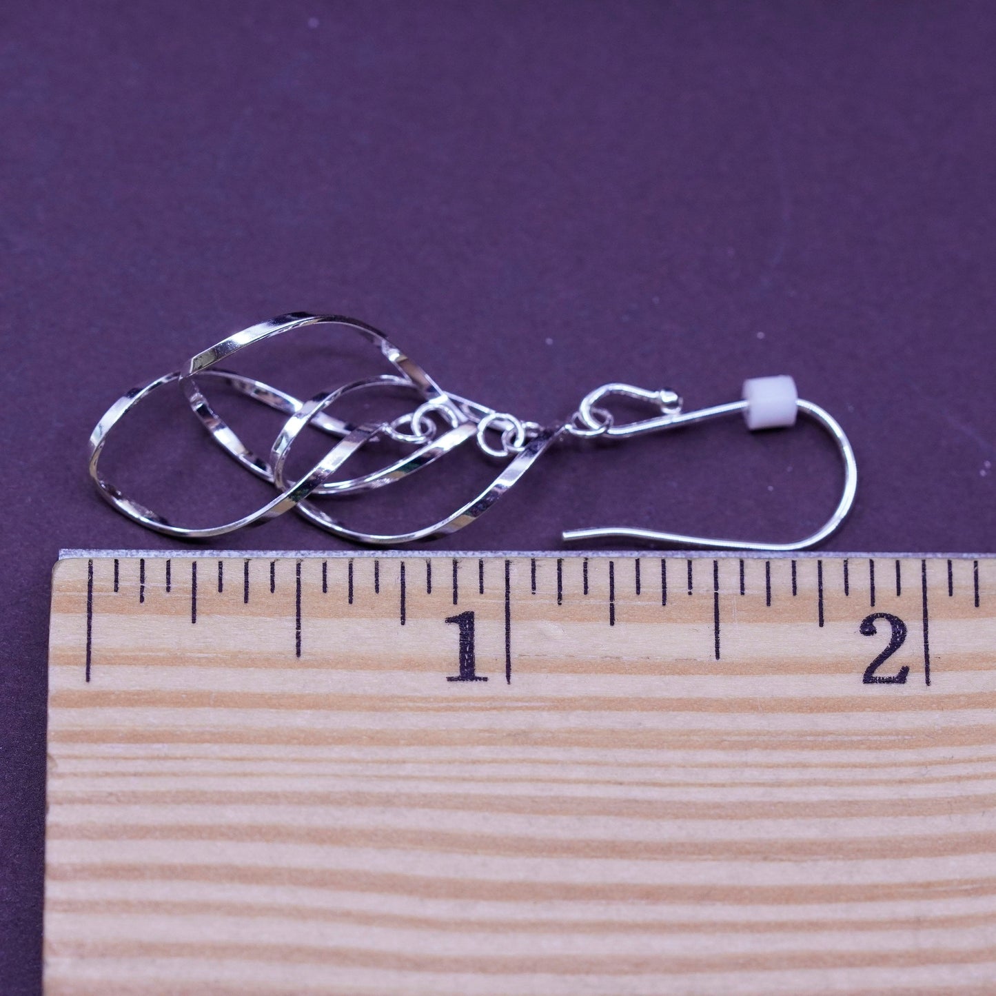 Vintage Sterling silver handmade earrings, 925 twisted dangle