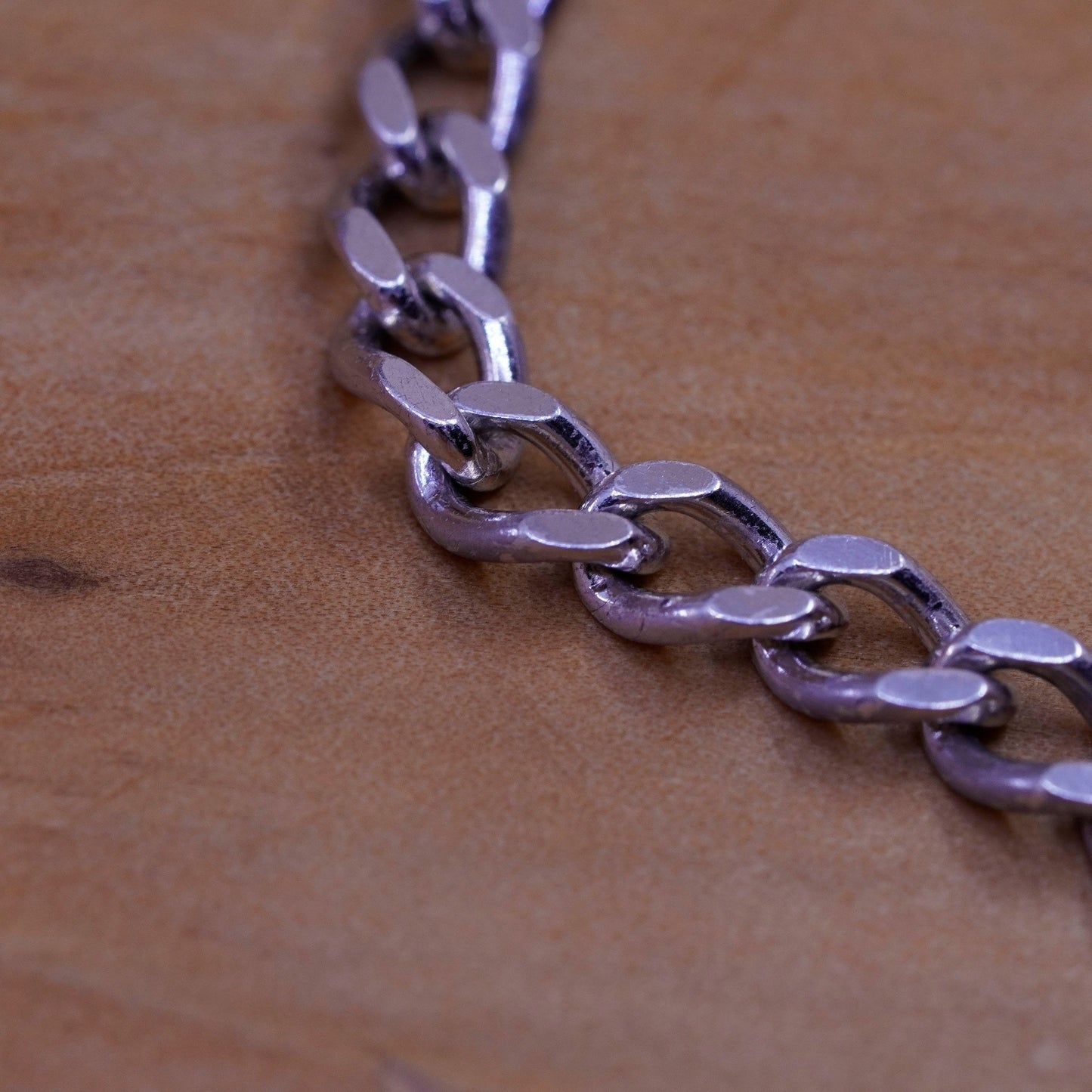 7”, vintage Sterling silver handmade double curb chain, 925 bracelet shoe charm