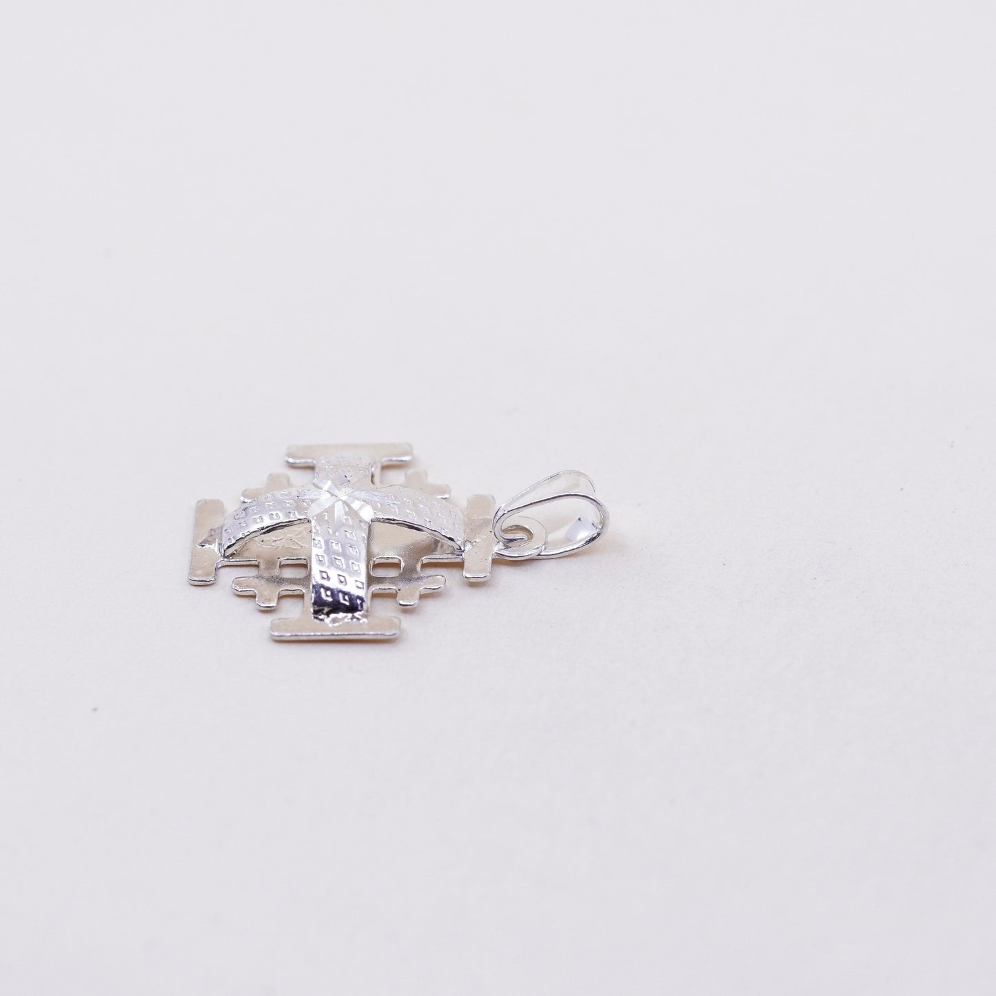 Sterling silver handmade pendant, 925 Jerusalem swirl Filigree cross pendant