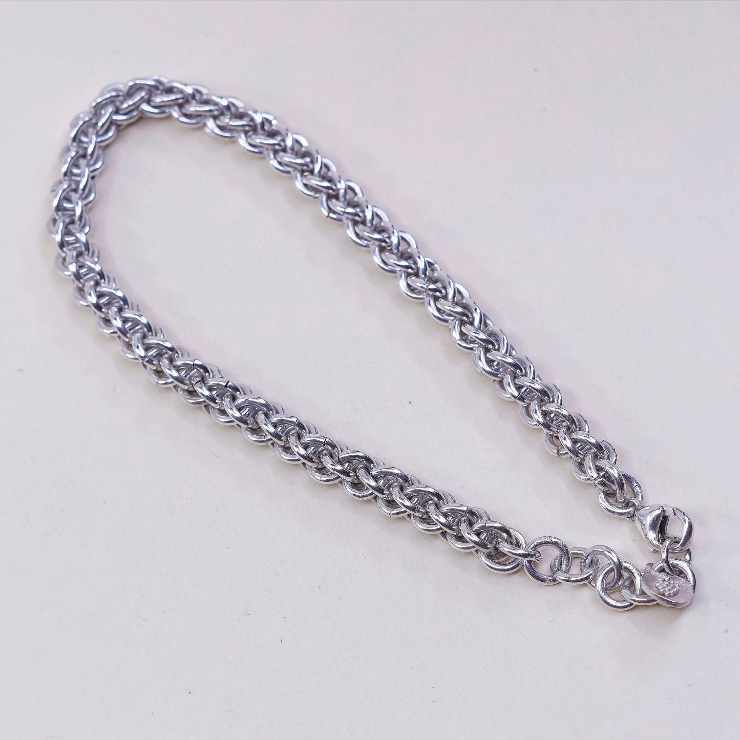 8.5”, VTG sterling silver handmade charm bracelet, 925 wheat link chain