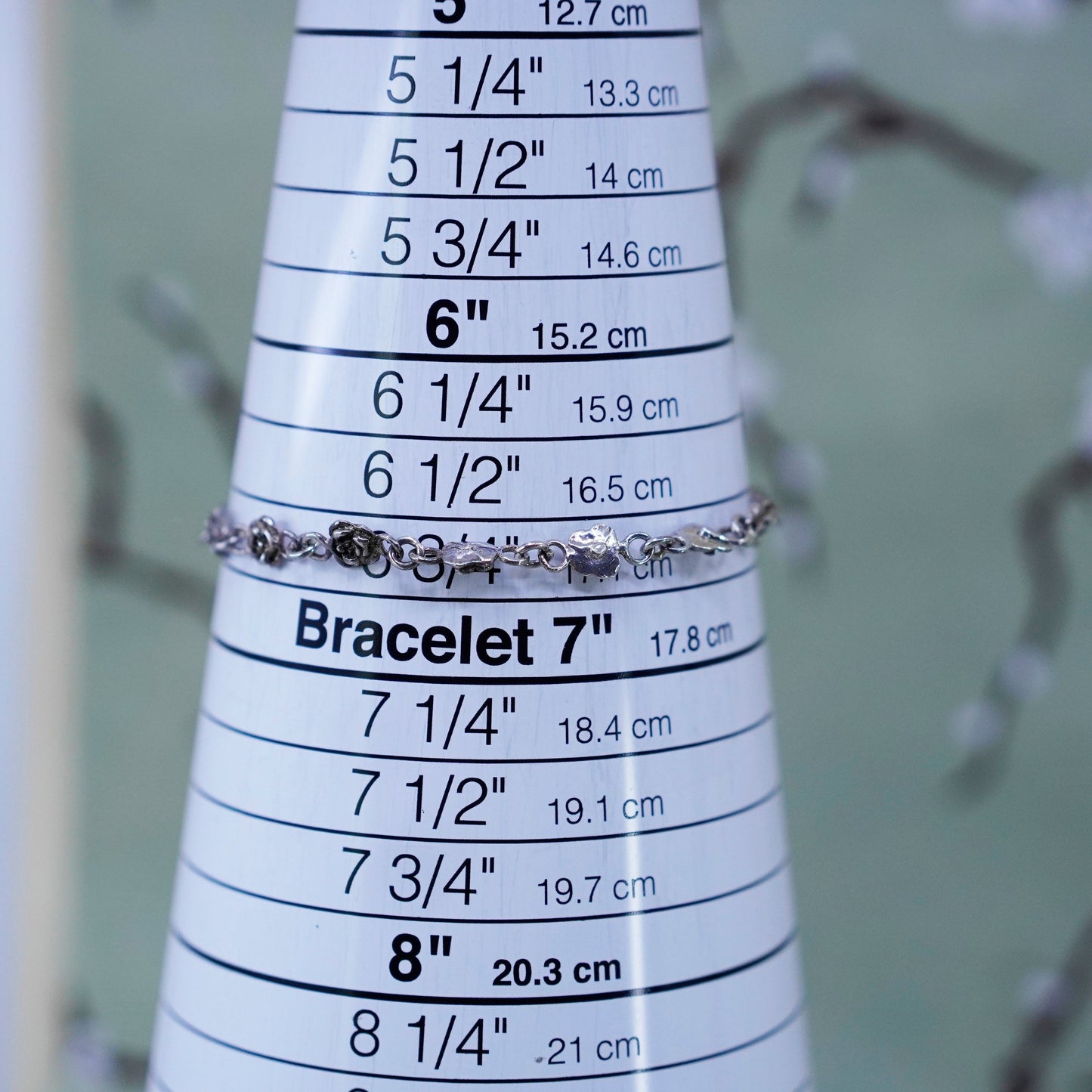 6.75”, sterling silver handmade bracelet, 925 flower beads, handmade jewelry