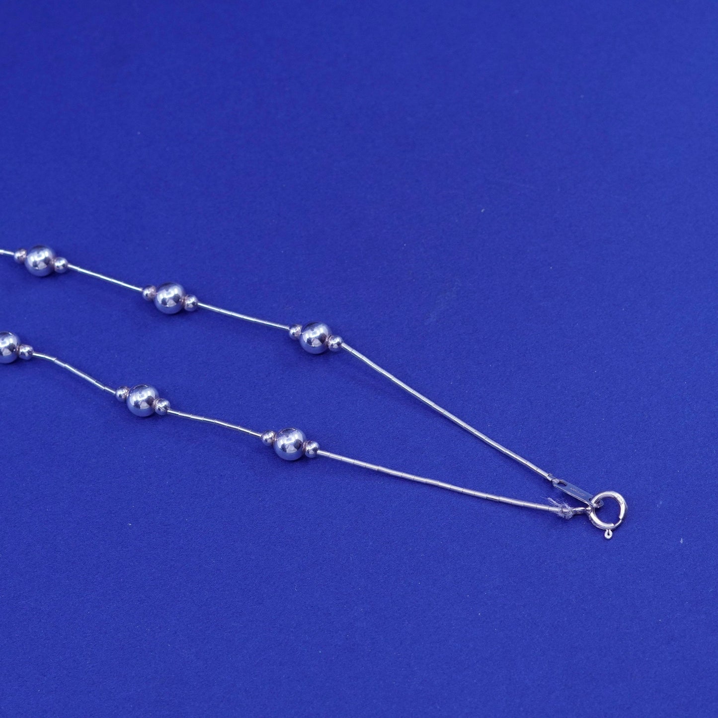 16”, Native American Sterling 925 liquid silver chain necklace with 6mm beads