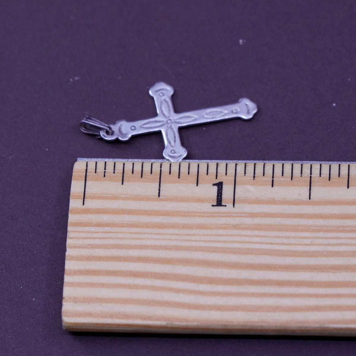 Vintage Sterling silver handmade pendant, 925 textured cross